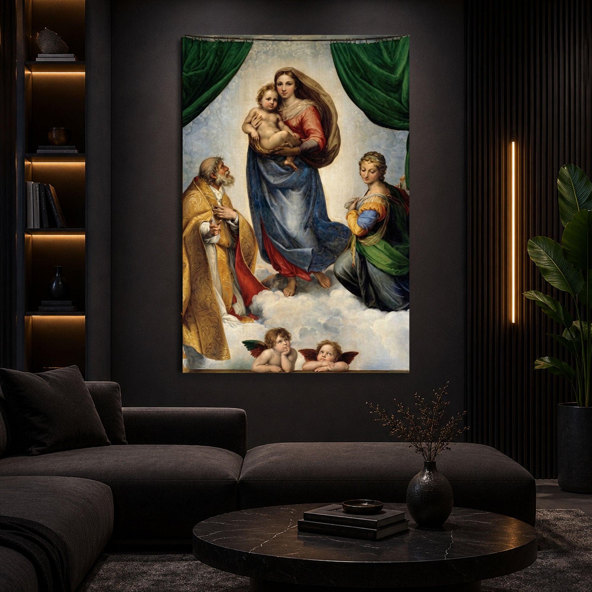 Madonna and Child Canvas Wall Art, Renaissance Christian Faith Decor, Virgin Mary Religious Artwork, Heavenly Home Accent