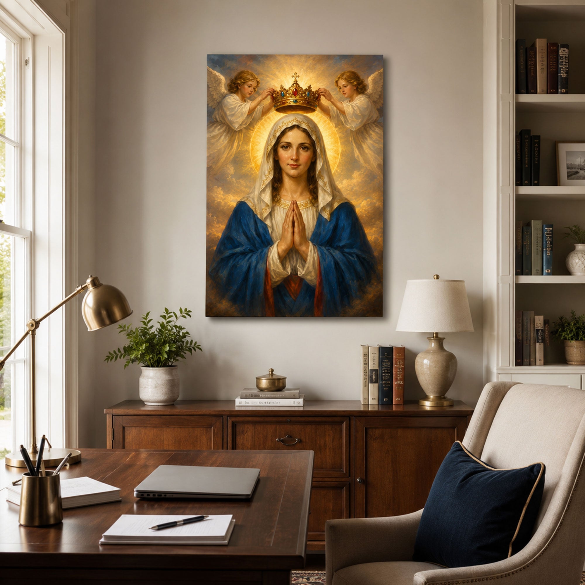 Coronation of Virgin Mary Canvas Print, Catholic Home Decor