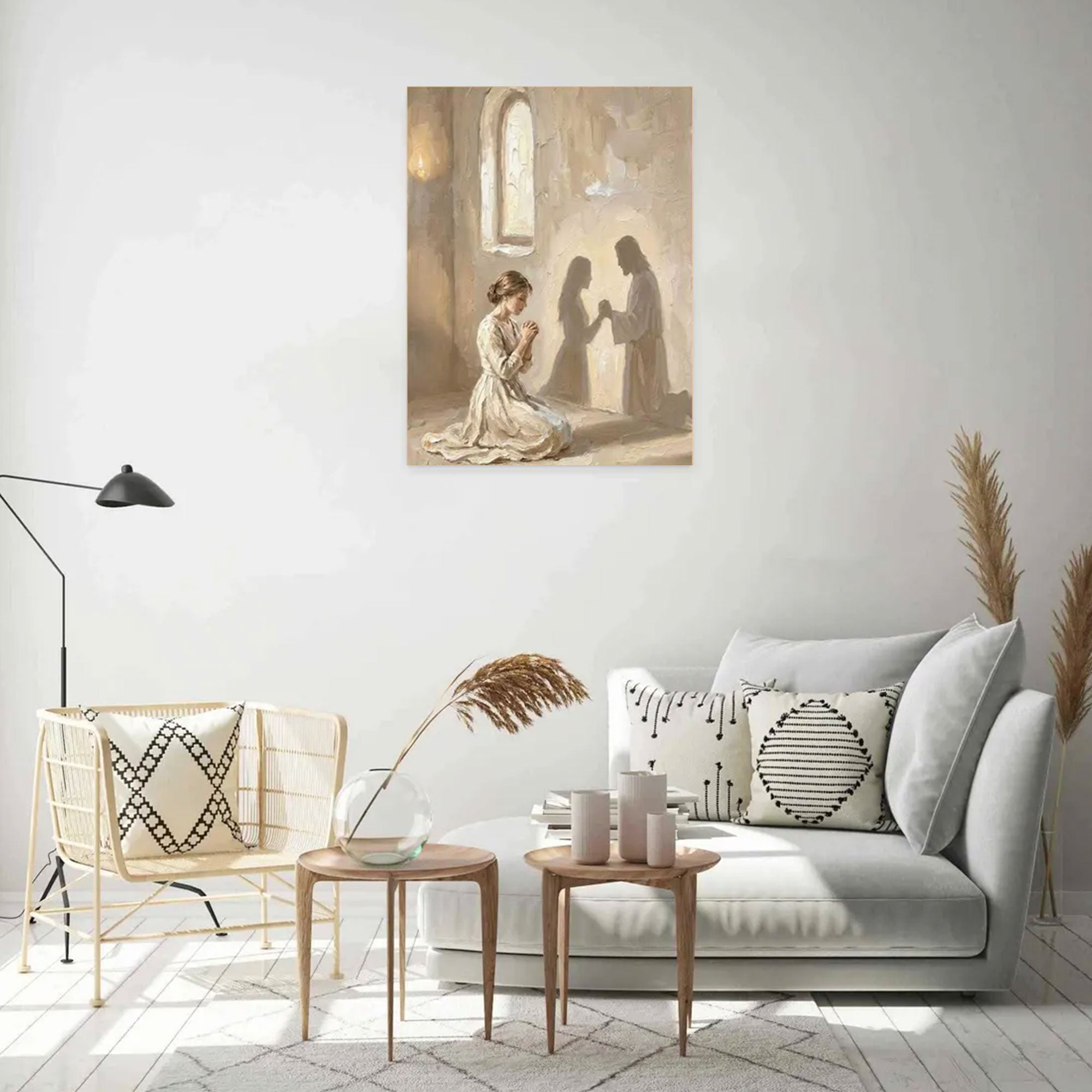 With You Canvas Print, Jesus Praying with Woman Wall Art, Christian Faith Decor, Inspirational Bible Artwork
