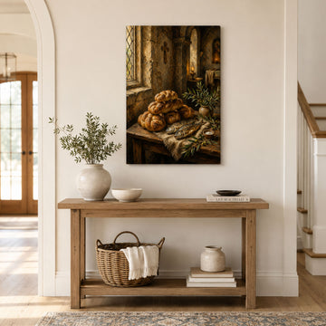 Five Loaves and Two Fish Canvas Print, Jesus Miracle Christian Wall Decor, Bible Faith Gift