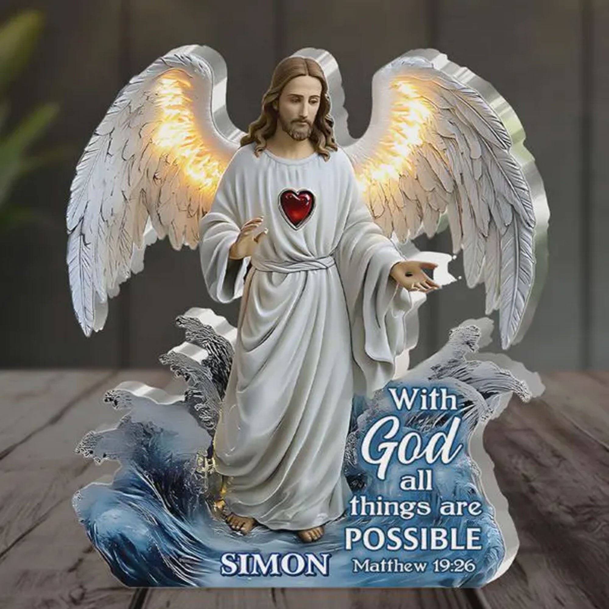 Personalized Matthew 19:26 Acrylic Plaque, With God All Things Are Possible Christian Gift, Custom Name Faith Table Decor