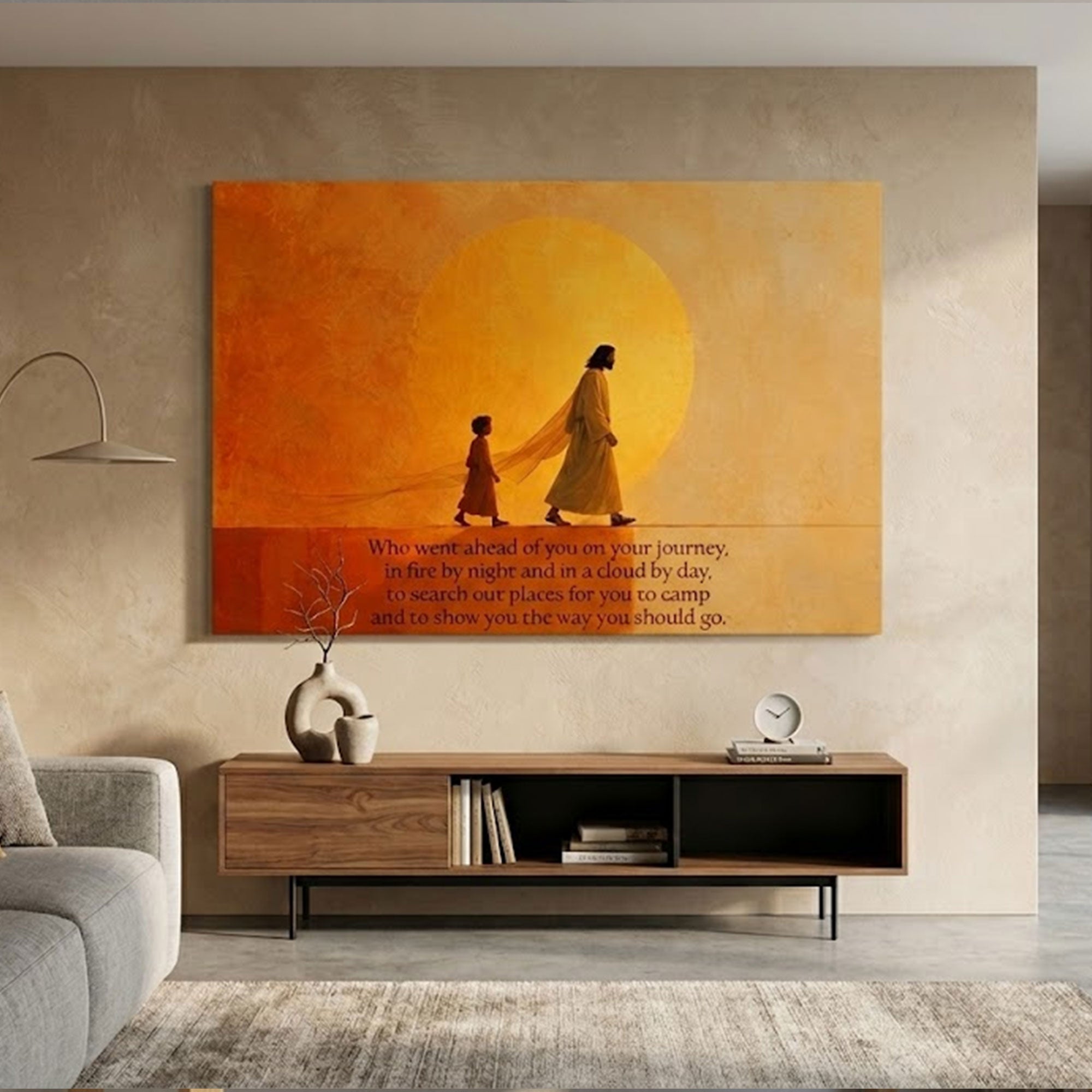 Inspirational Walking with Jesus Canvas Print, Spiritual Christian Wall Art, Faith and Guidance Home Decor