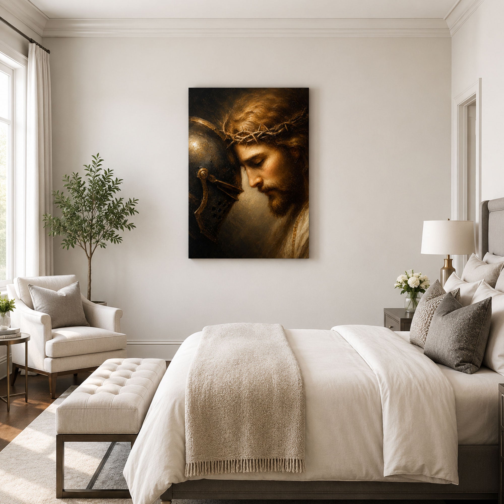Jesus Crown of Thorns Canvas Print, Ecce Homo Christian Wall Decor, Catholic Faith Gift