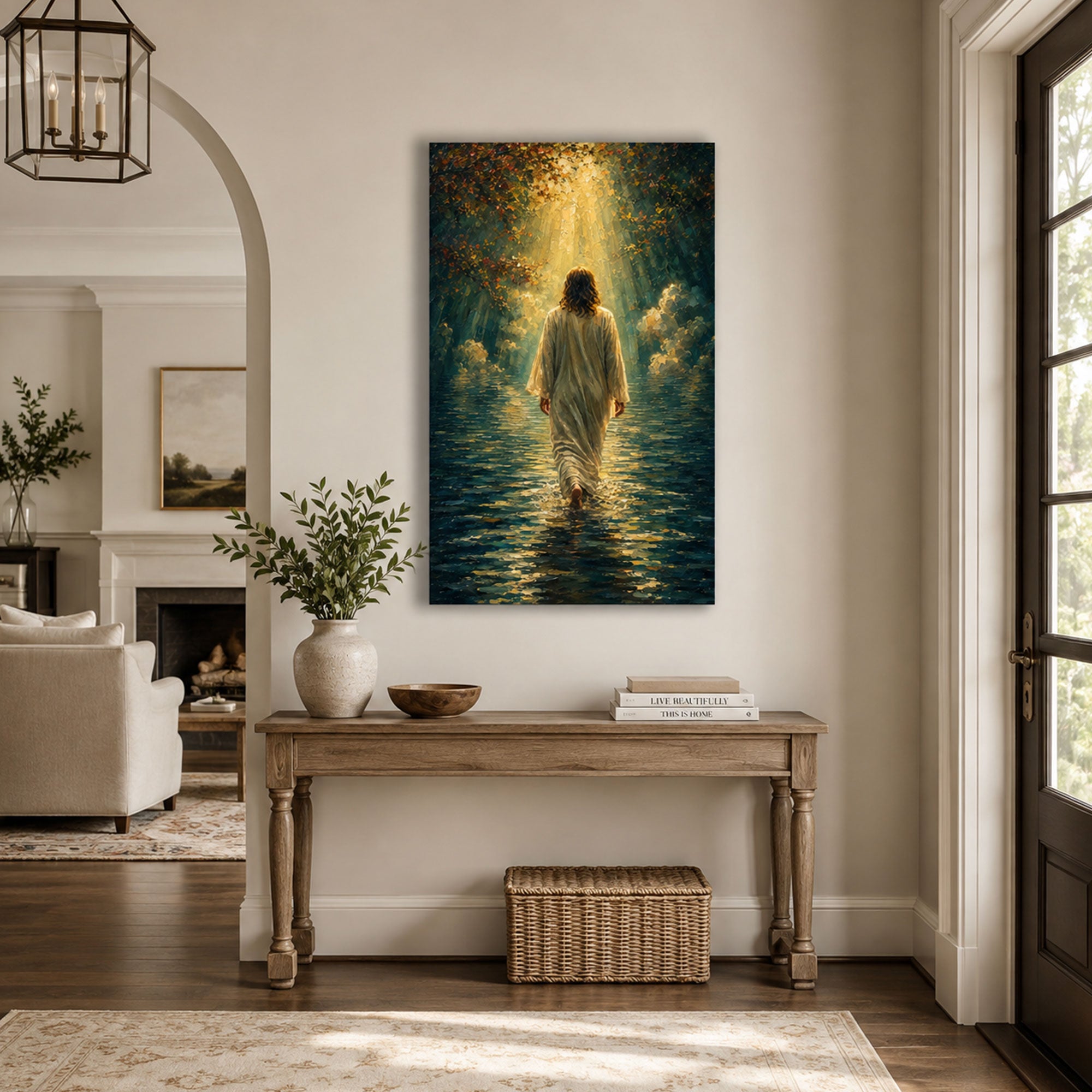 Jesus Walking on Water Canvas Print, Matthew 14:25 Christian Wall Decor, Walk by Faith Gift