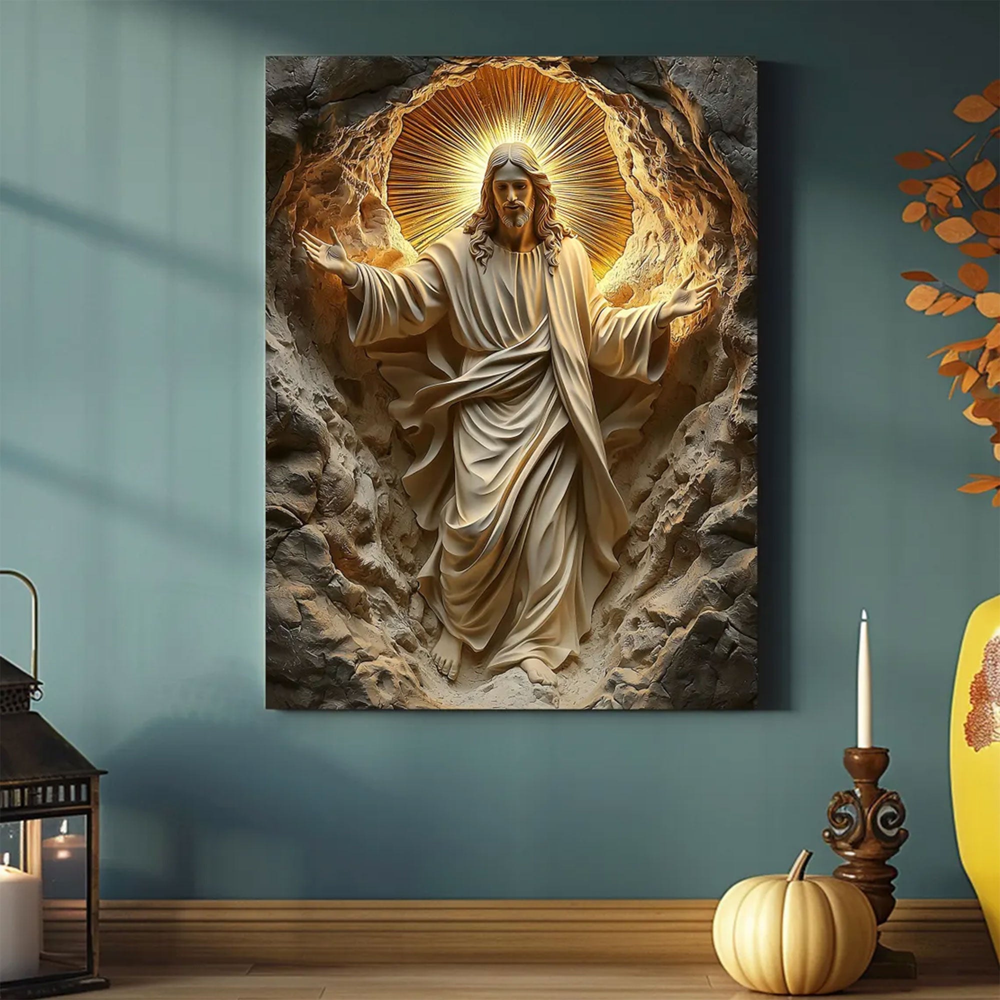 Jesus Resurrection Wall Art, Christian Canvas Print, Religious Home Decor Gift