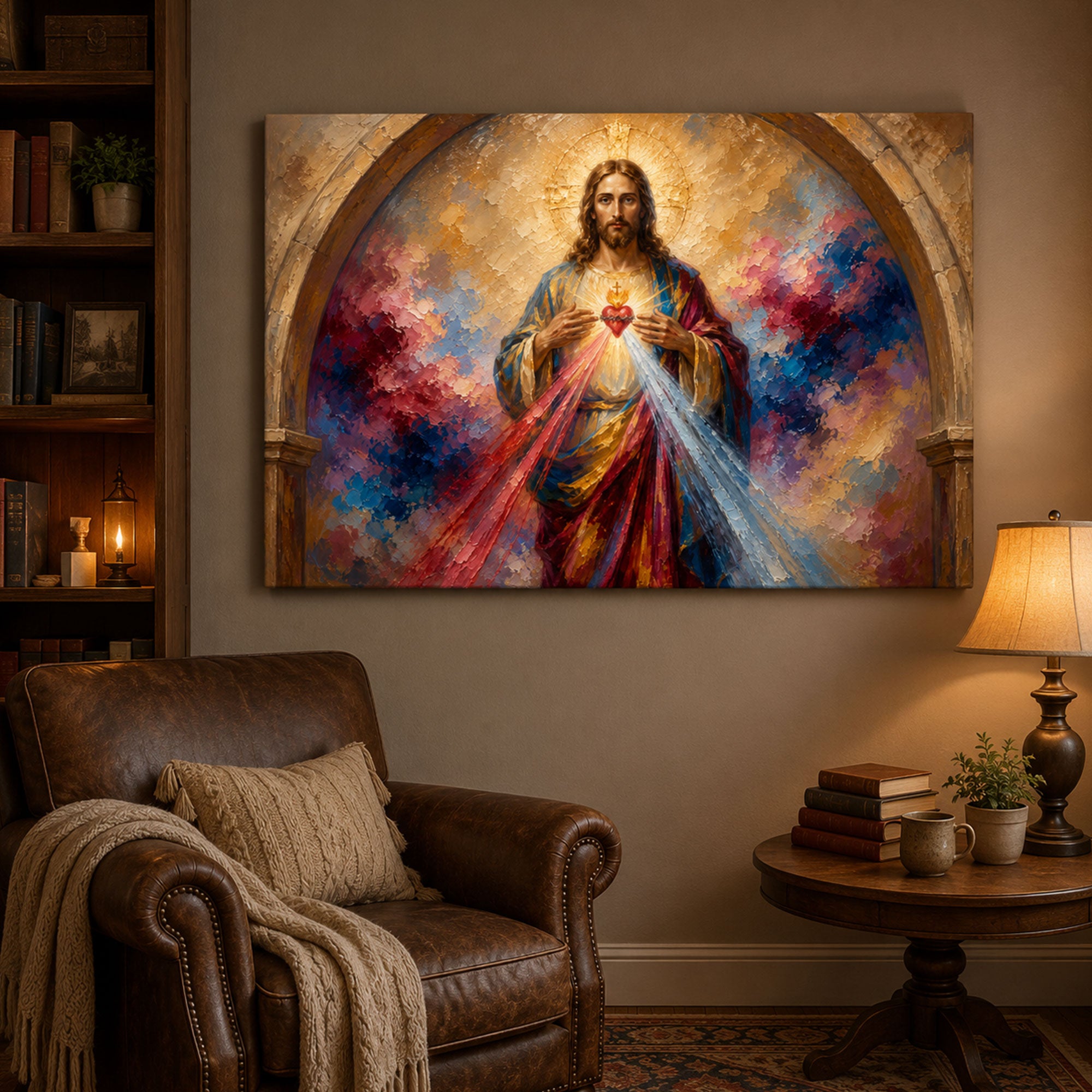 Divine Mercy Jesus Canvas Print, Catholic Christian Wall Art, Sacred Heart Home Decor