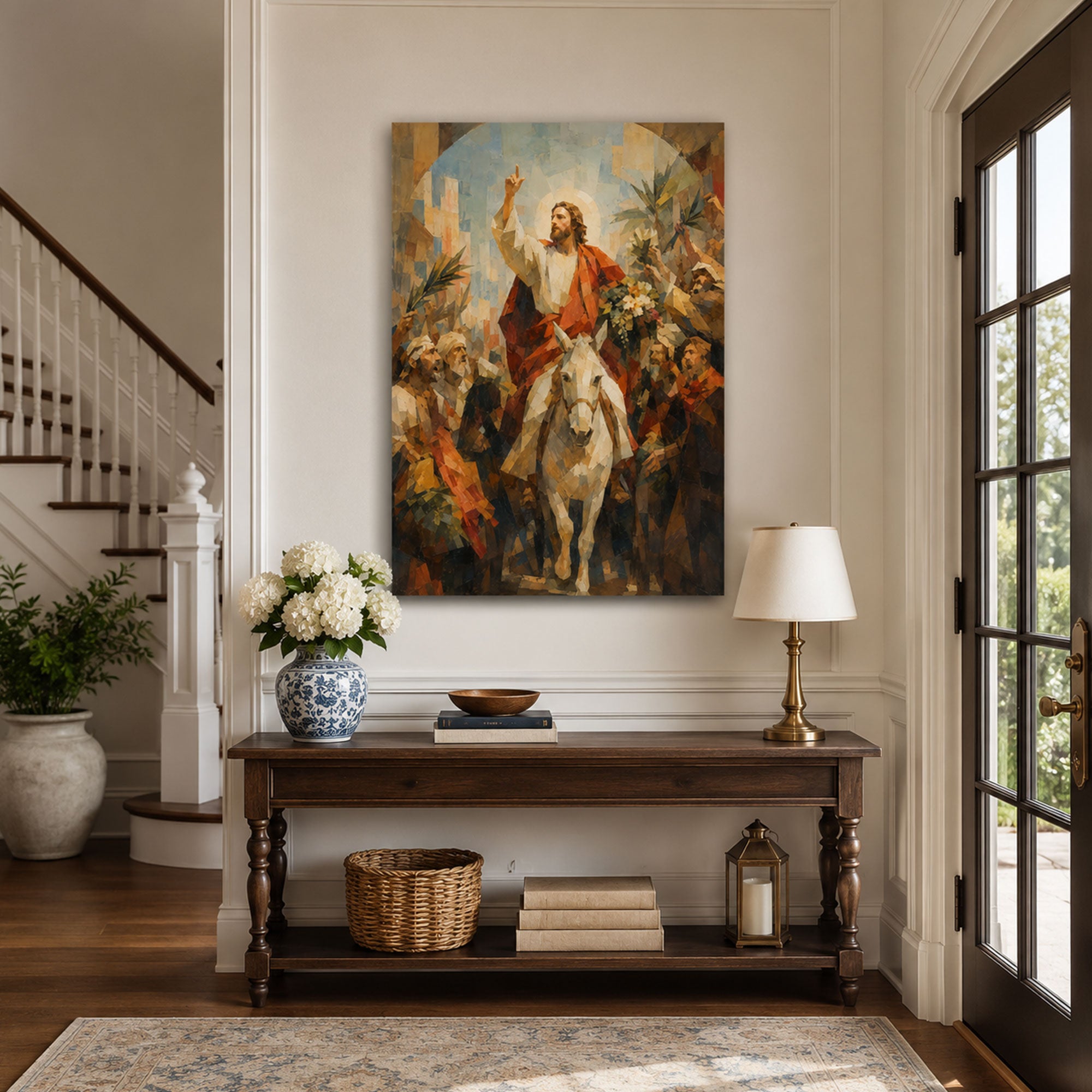 Palm Sunday Jesus Entry into Jerusalem Canvas Print, Hosanna Catholic Art