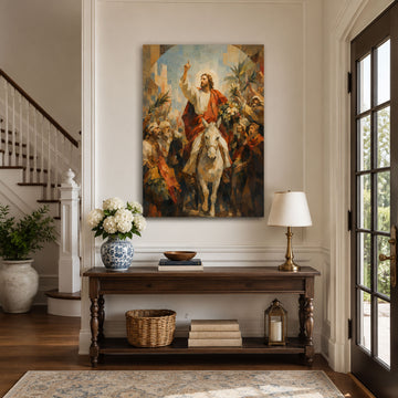 Palm Sunday Jesus Entry into Jerusalem Canvas Print, Hosanna Catholic Art