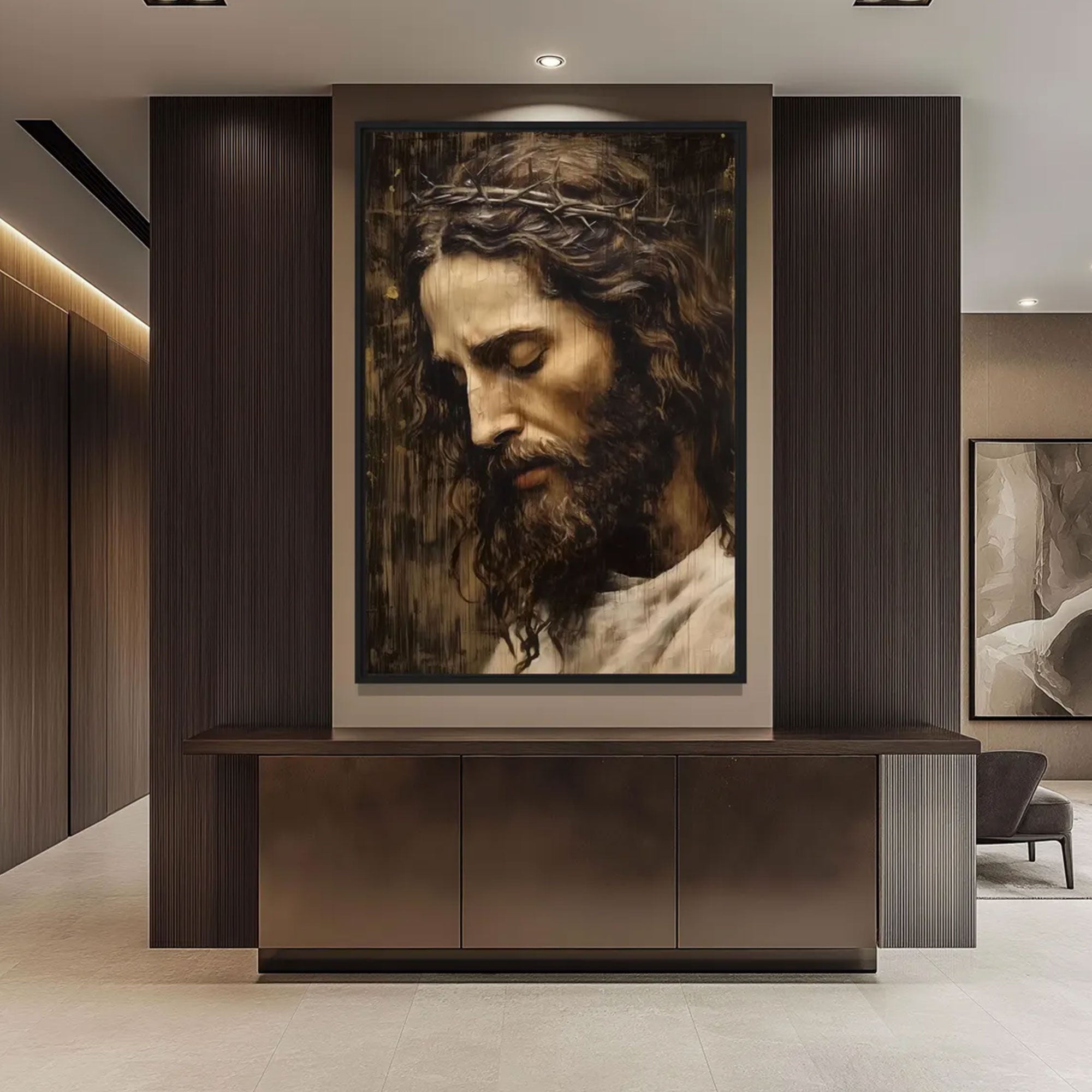 Jesus Christ Portrait Canvas Print, Religious Christian Wall Decor, Inspirational Faith Home Artwork