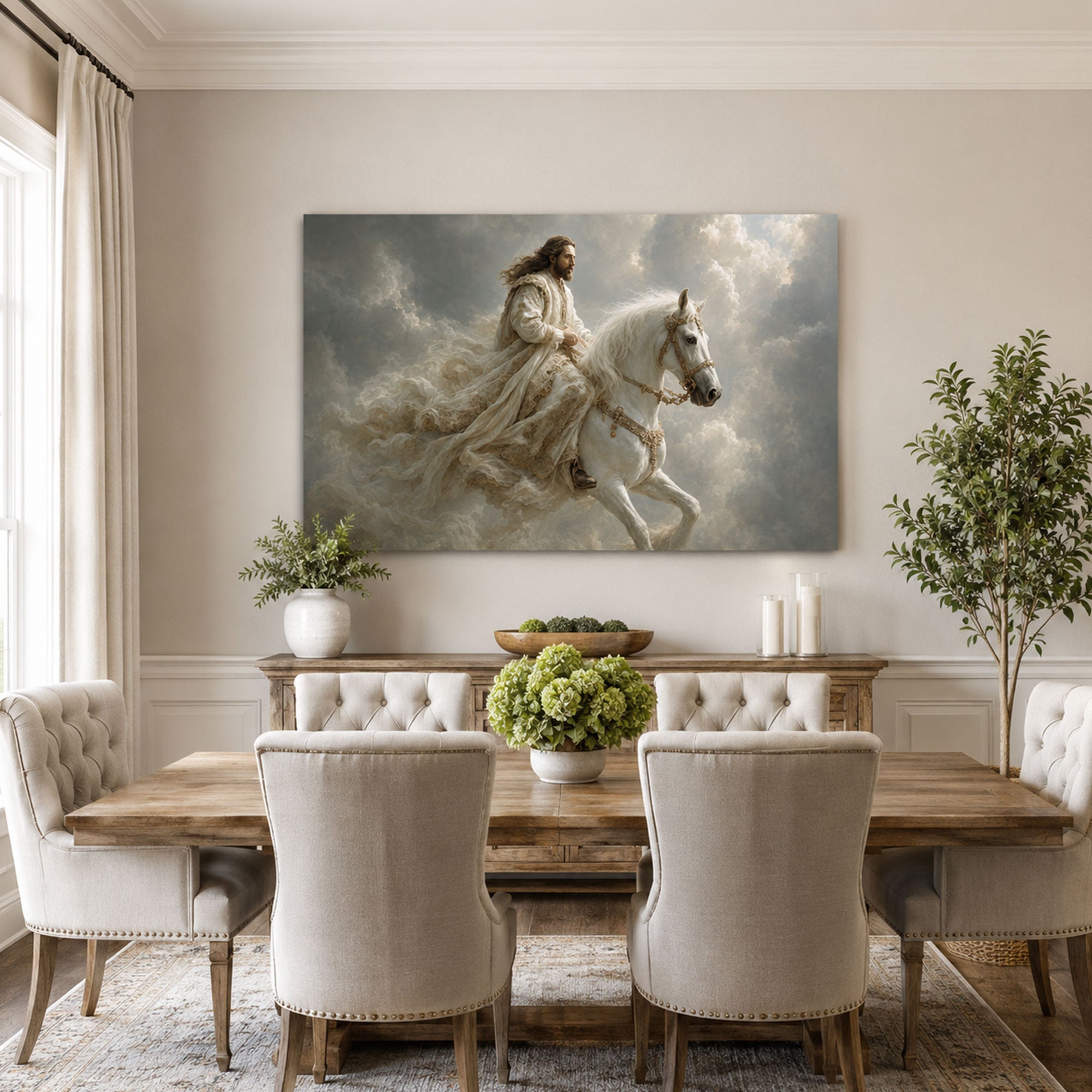 Jesus Riding the White Horse Canvas Print, Second Coming Christian Art