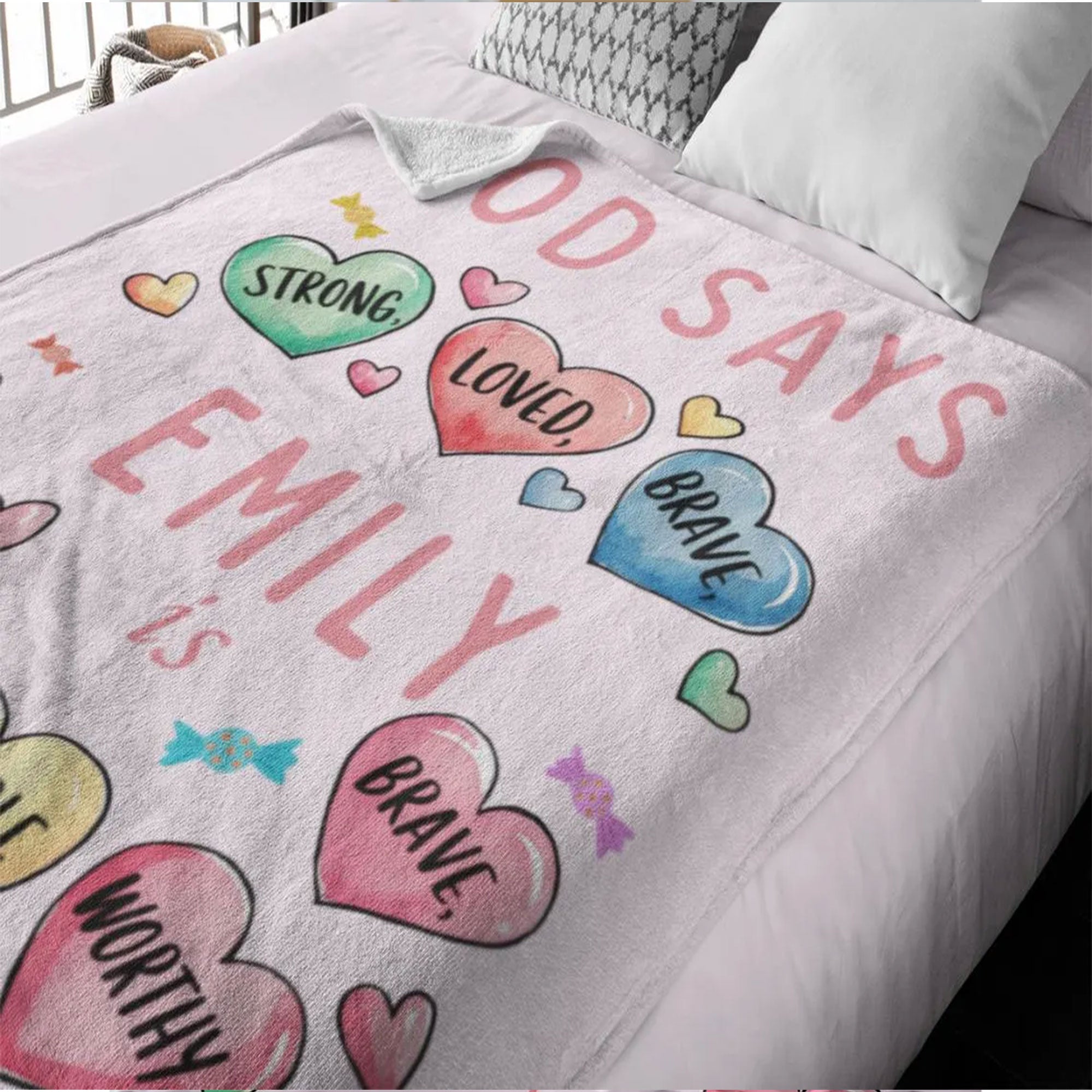 Custom Name Christian Throw Blanket, God Says You Are Blanket, Girls Baptism Gift, Bible Verse Blanket, Faith Gift for Her