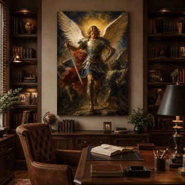Saint Michael Archangel Canvas Print, Catholic Angel Wall Art, Faith Home Decor