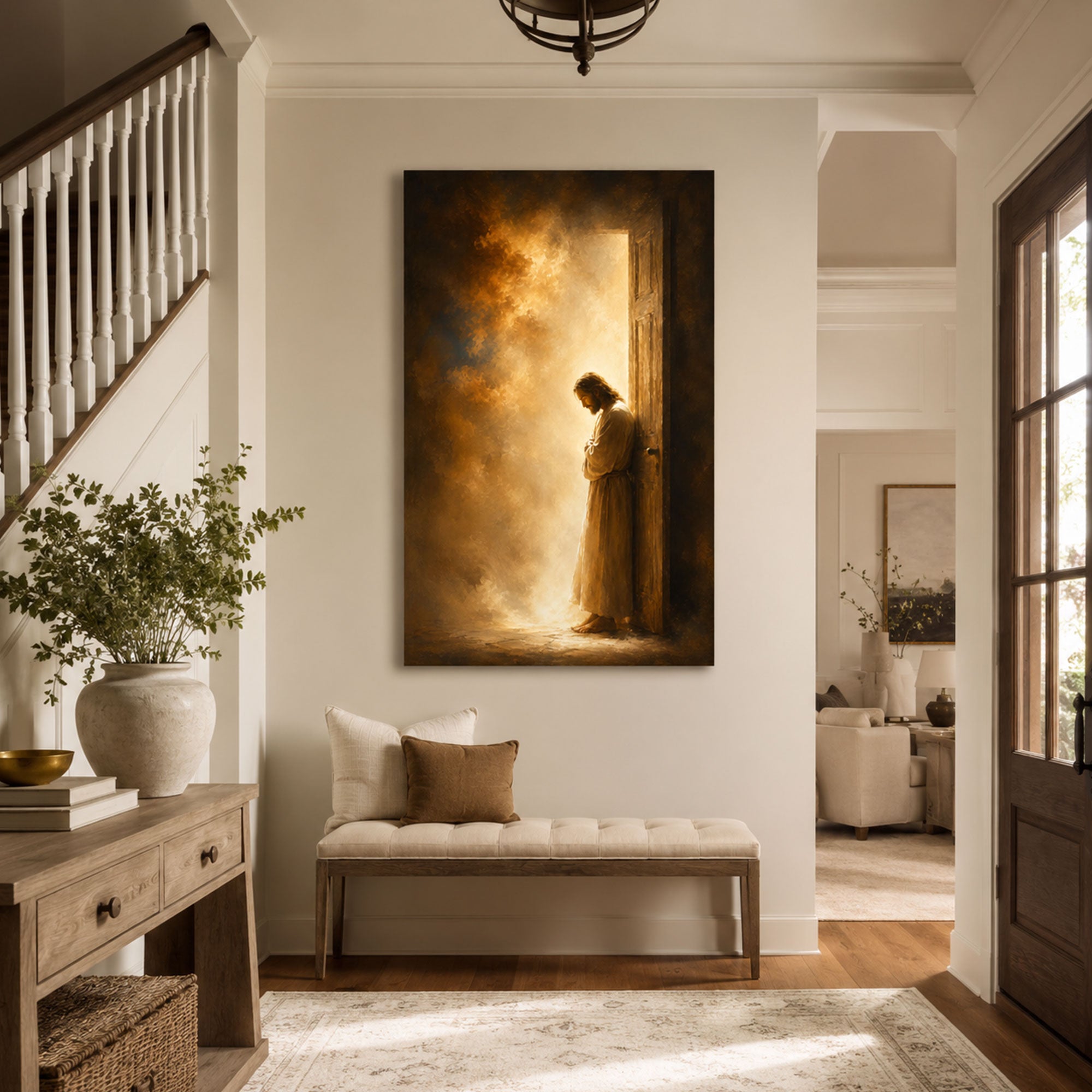 Jesus in the Open Doorway Canvas Print, Christian Home Decor