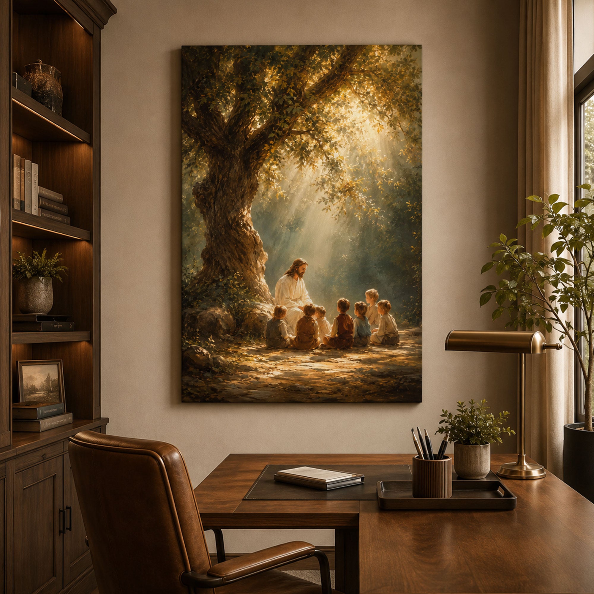 Jesus Blessing Children Canvas Print, Christian Wall Art, Kids Room Faith Home Decor