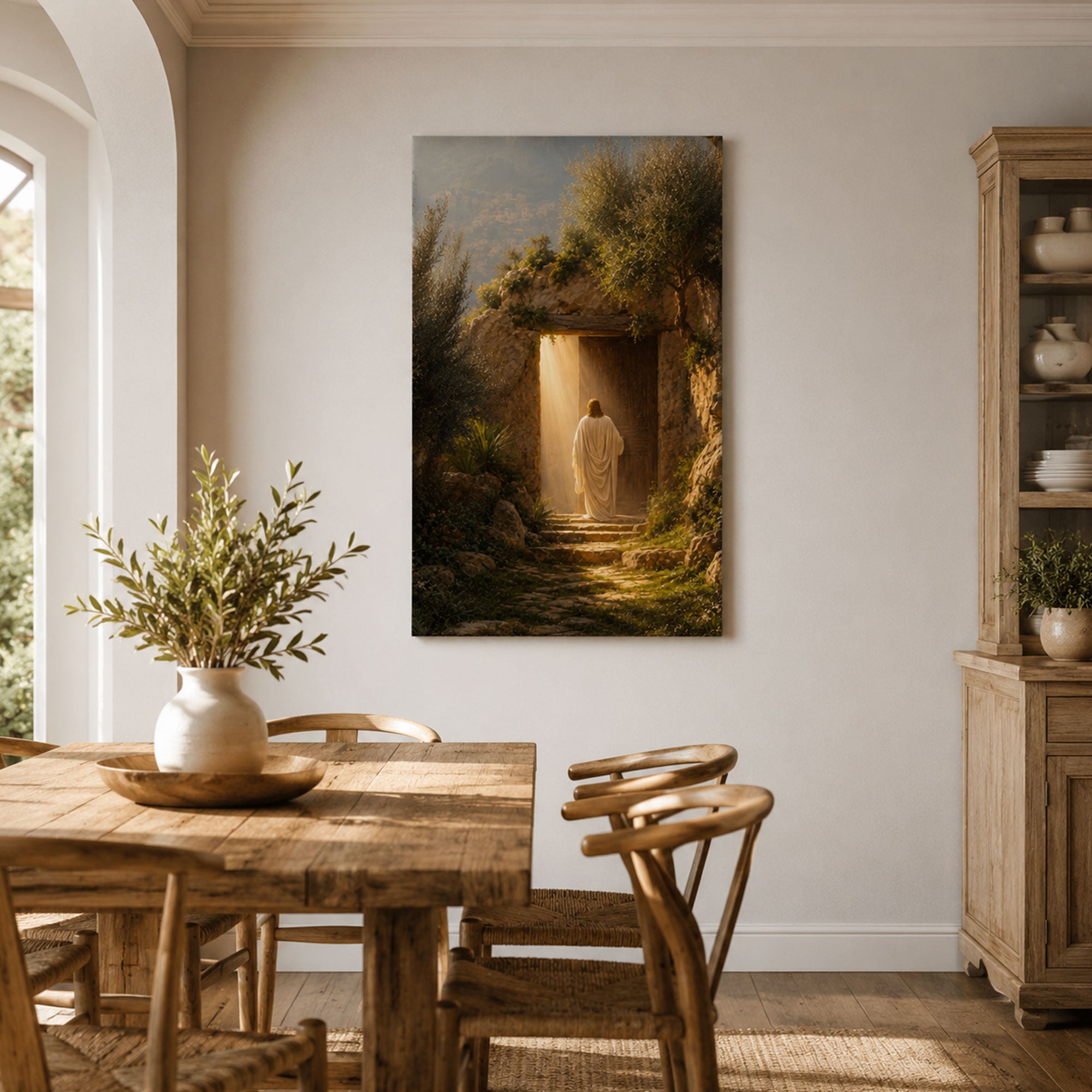 Jesus Knocking at the Door Canvas Print, Christian Open Door Wall Art, Light of Christ Faith Home Decor Gift