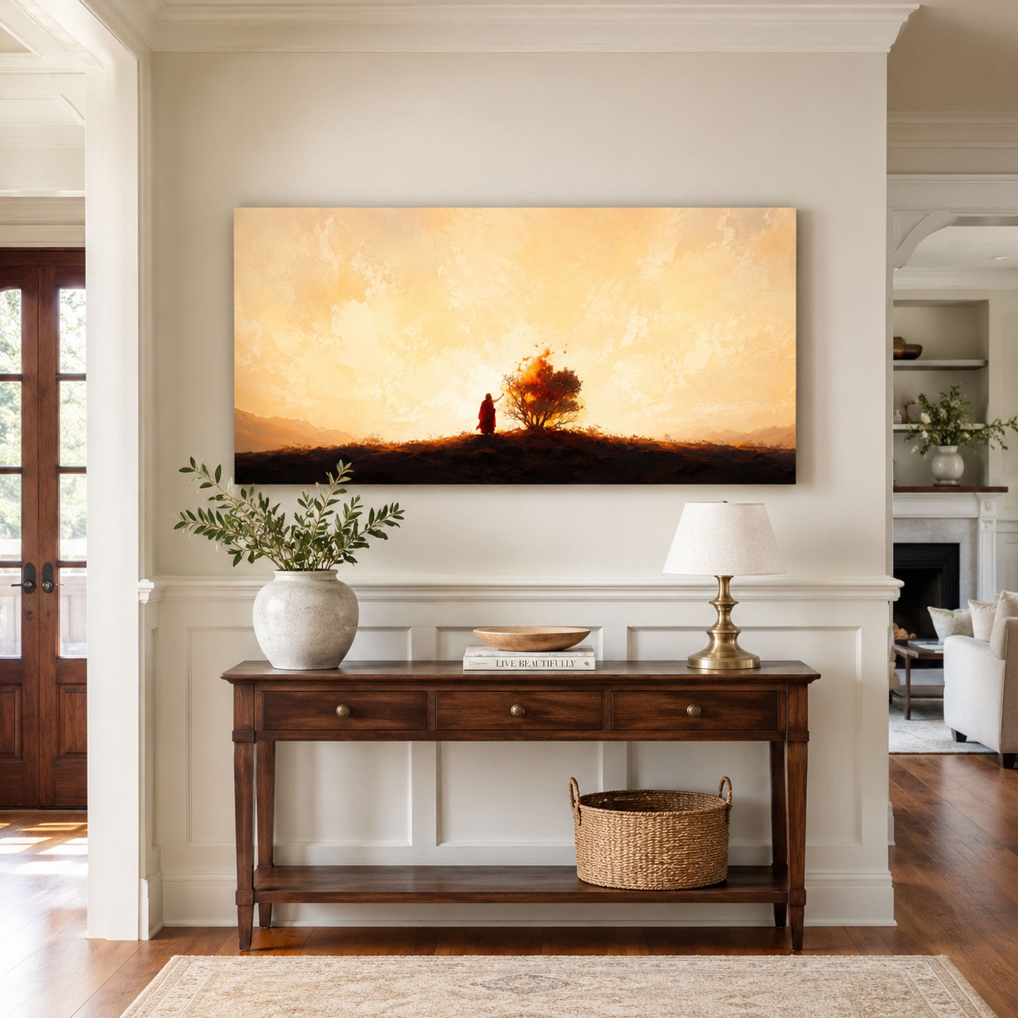 Moses at the Burning Bush Canvas Print, Exodus 3 Christian Decor