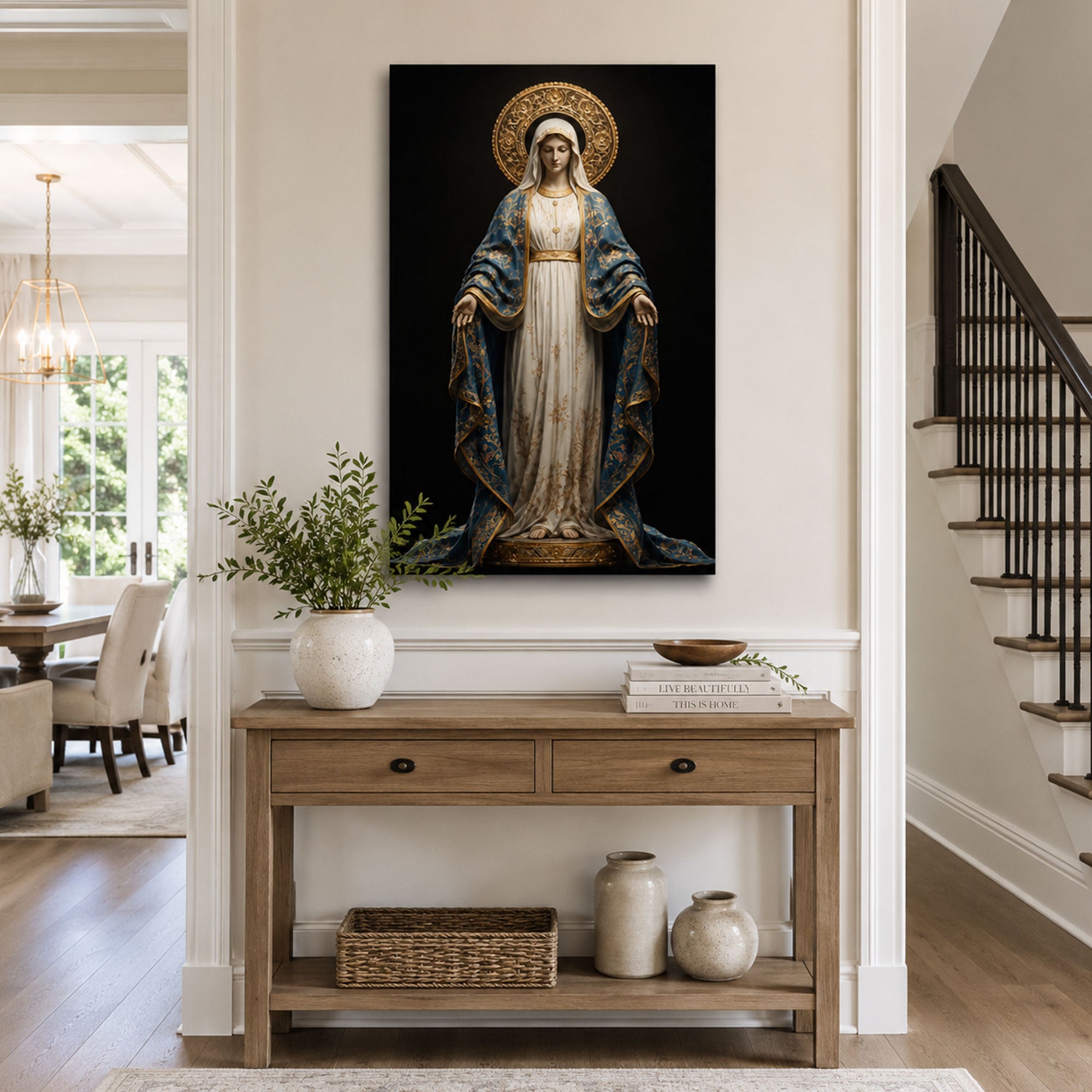 Immaculate Conception Virgin Mary Canvas Print, Catholic Wall Decor, Marian Faith Gift