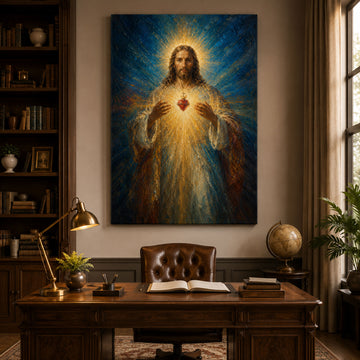 Sacred Heart of Jesus Canvas Print, Radiant Catholic Christian Wall Art, Faith Home Decor