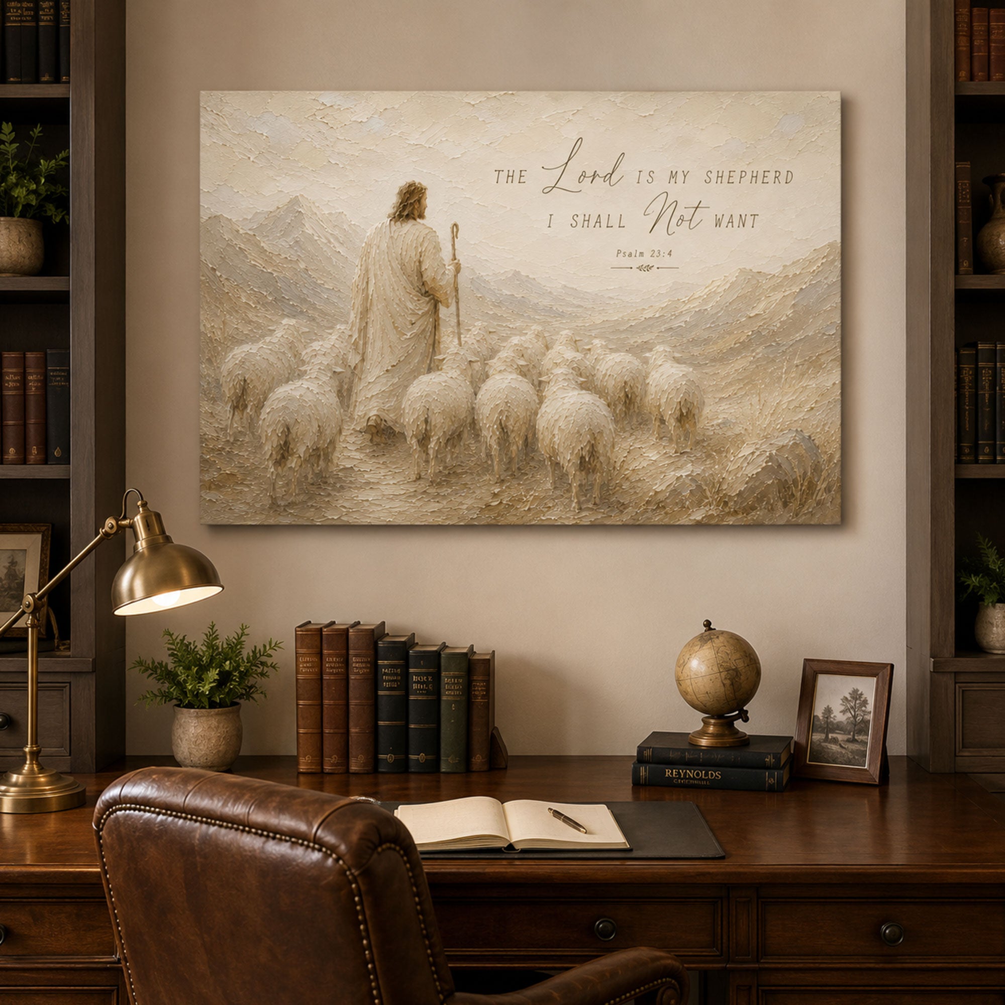 The Lord Is My Shepherd Psalm 23 Canvas Print, Good Shepherd Christian Wall Art, Peaceful Faith Home Decor