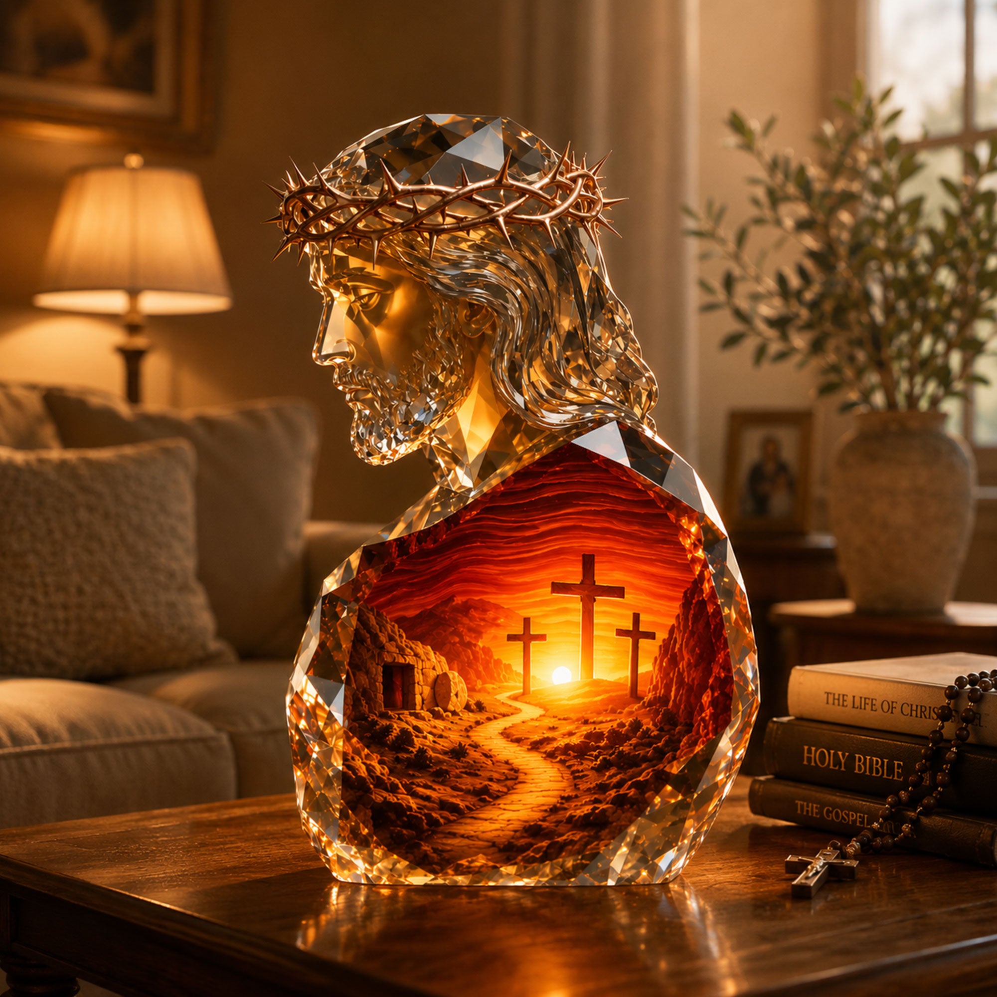 Resurrection Jesus Acrylic Plaque, 2D Flat Christian Table Decor, Single-Sided Easter Faith Gift