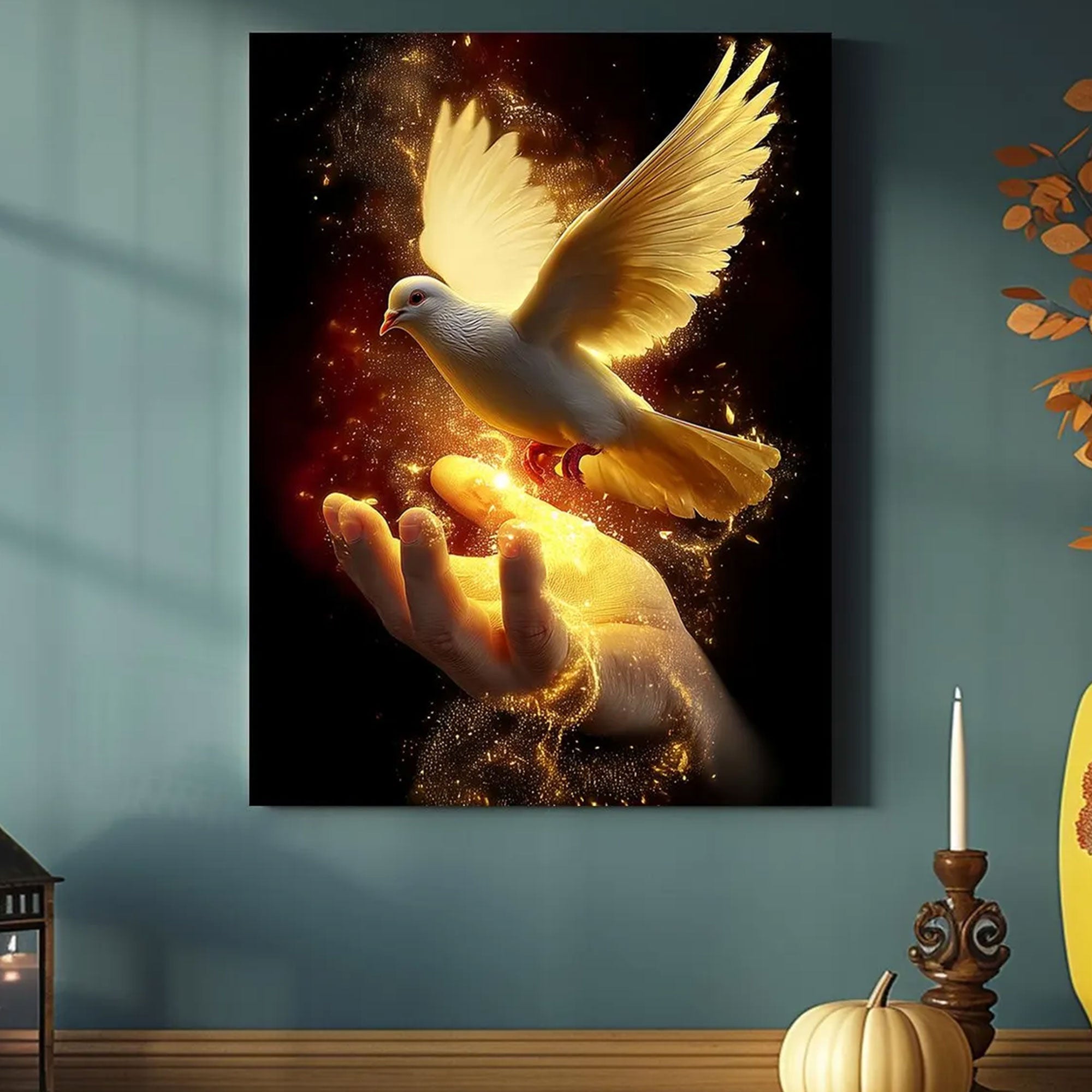 Holy Spirit Dove Canvas Print, Christian Faith Wall Art, Symbol of Divine Presence and Light, Spiritual Home Decor, Inspirational Religious Gift