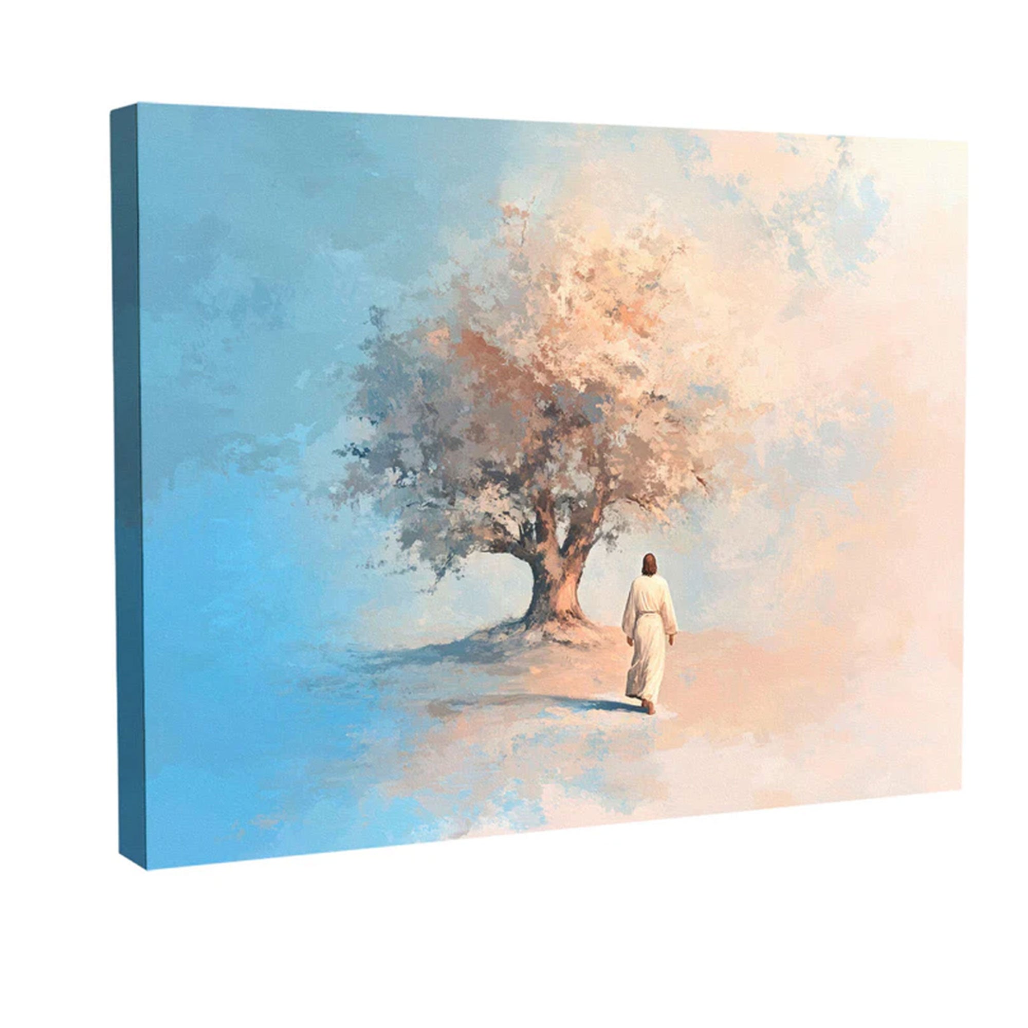 Jesus and the Tree of Faith Canvas Print, Christian Spiritual Wall Art, Sacred Religious Painting, Inspirational Faith Decor