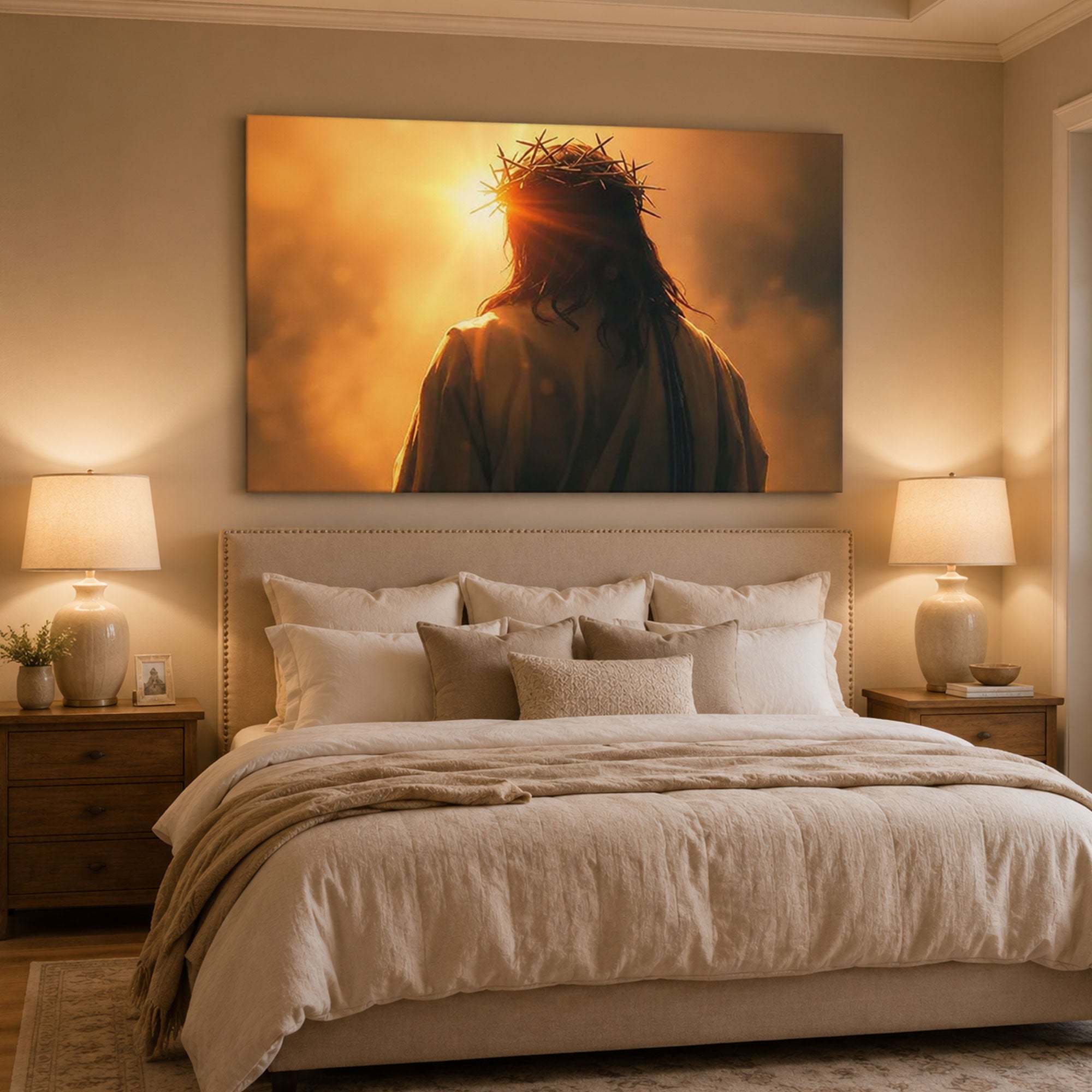 Jesus Crown of Thorns Wall Art Christian Canvas Print Passion of Christ Spiritual Redemption Decor