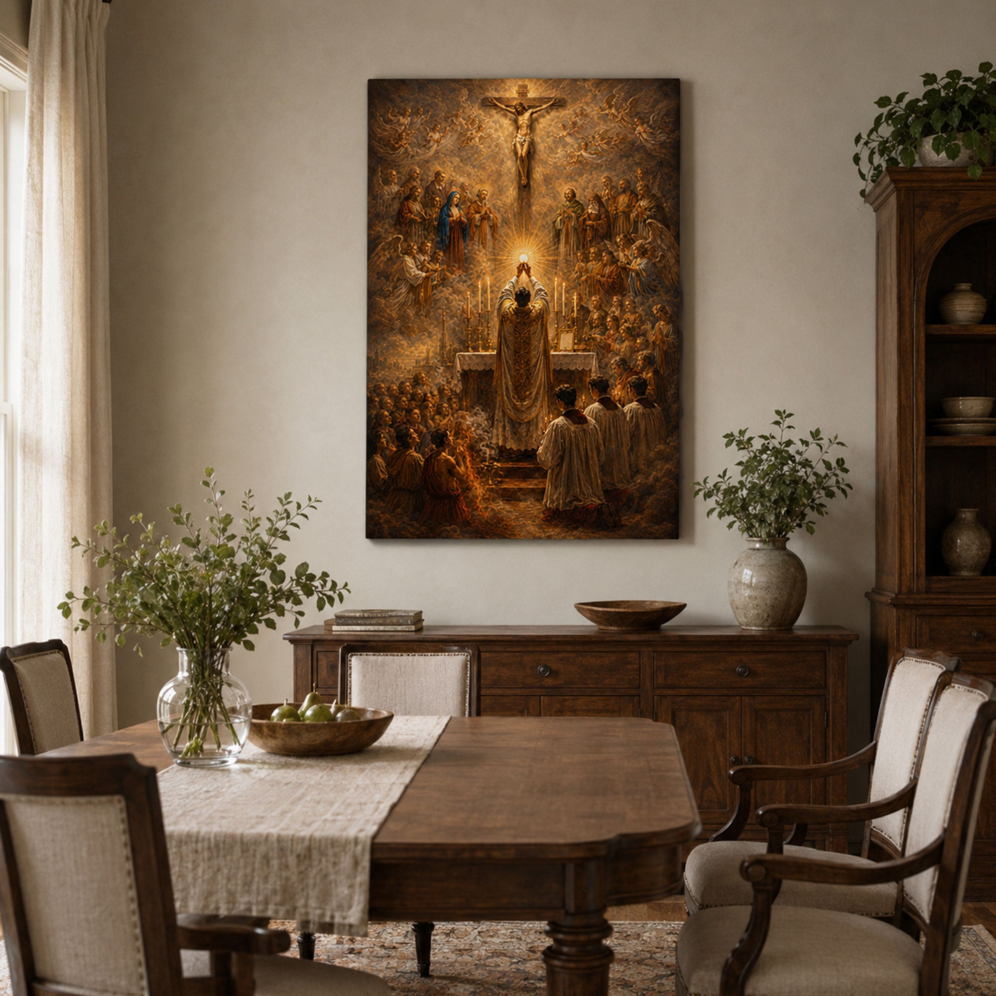 Holy Sacrifice of the Mass Canvas Print, Catholic Eucharist Wall Art, Faith Home Decor Gift