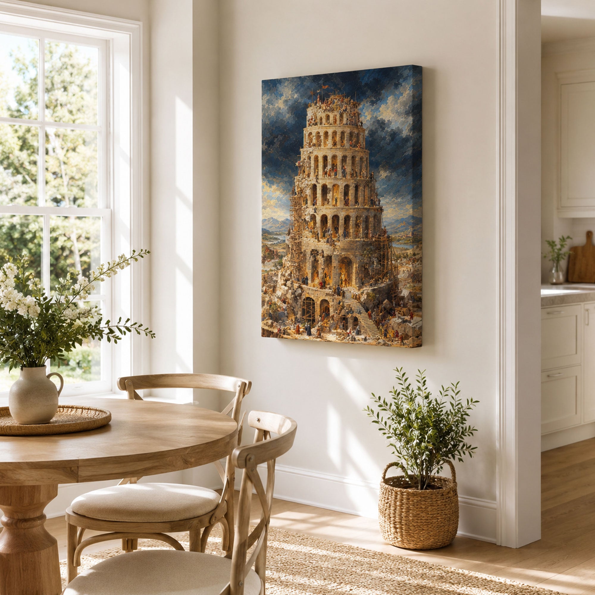 Tower of Babel Canvas Print, Genesis 11 Christian Wall Decor, Biblical Faith Gift