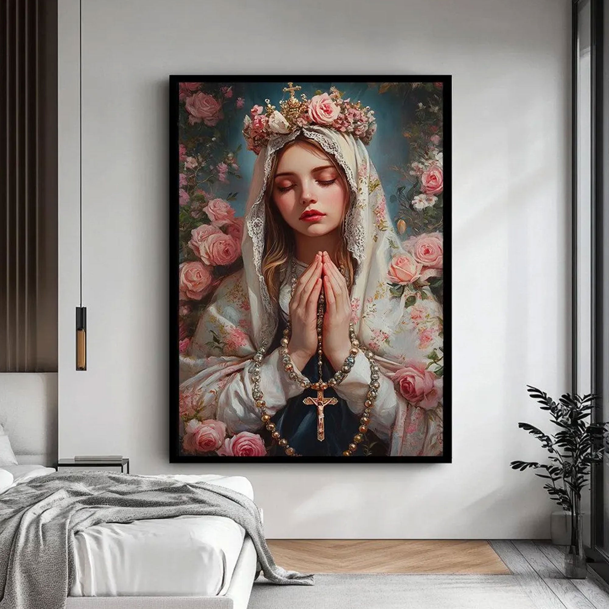 Virgin Mary Canvas Wall Art, Christian Religious Print, Sacred Serene Home Decor