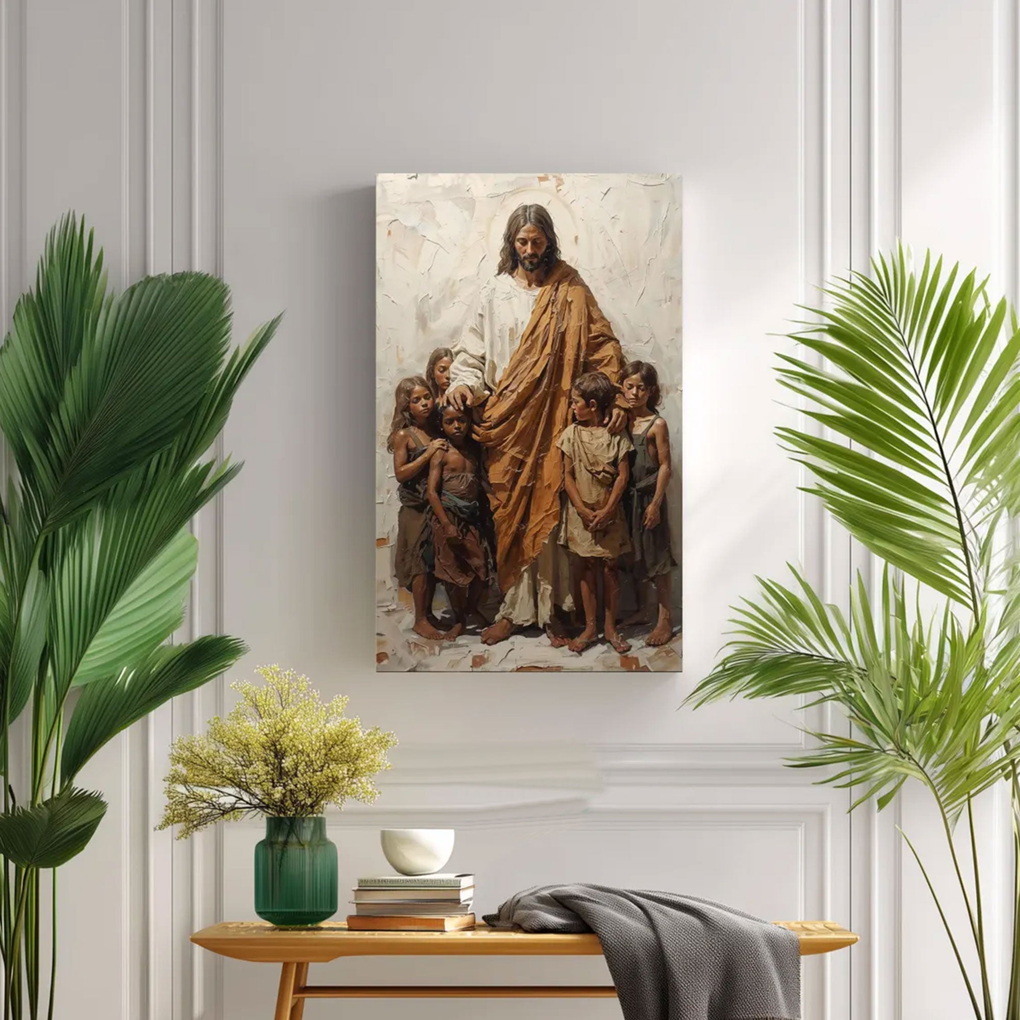 Jesus Blessing Children Canvas Print, Christian Wall Art, Faith Inspired Home Decor, Easter Religious Artwork