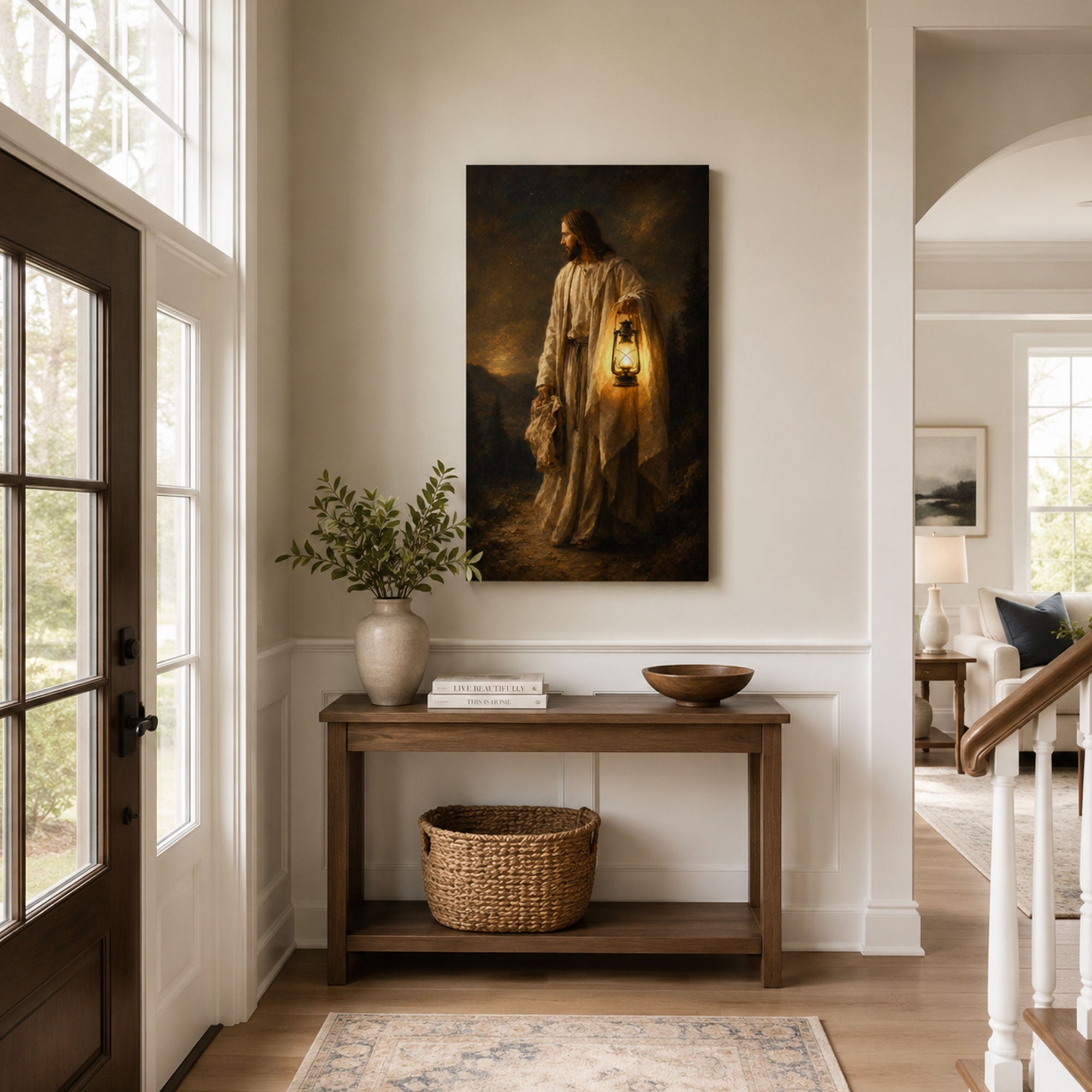 Jesus Seeking the Lost by Lantern Light Canvas Print, Christian Faith Decor