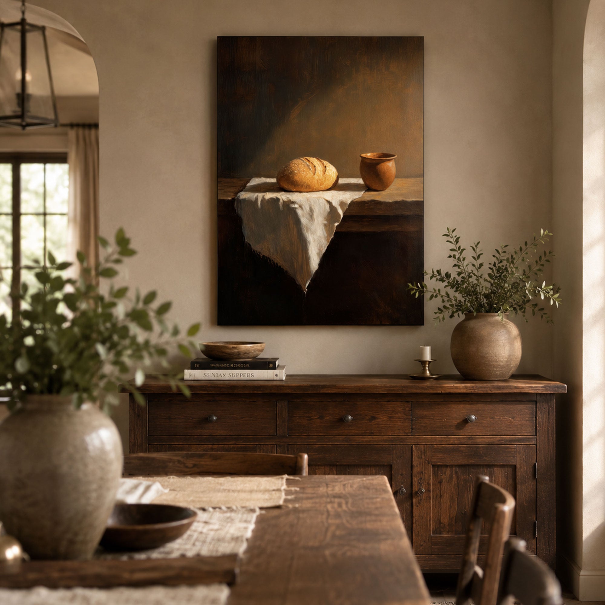 Last Supper Bread and Wine Canvas Print, Christian Wall Art, Holy Communion Faith Home Decor