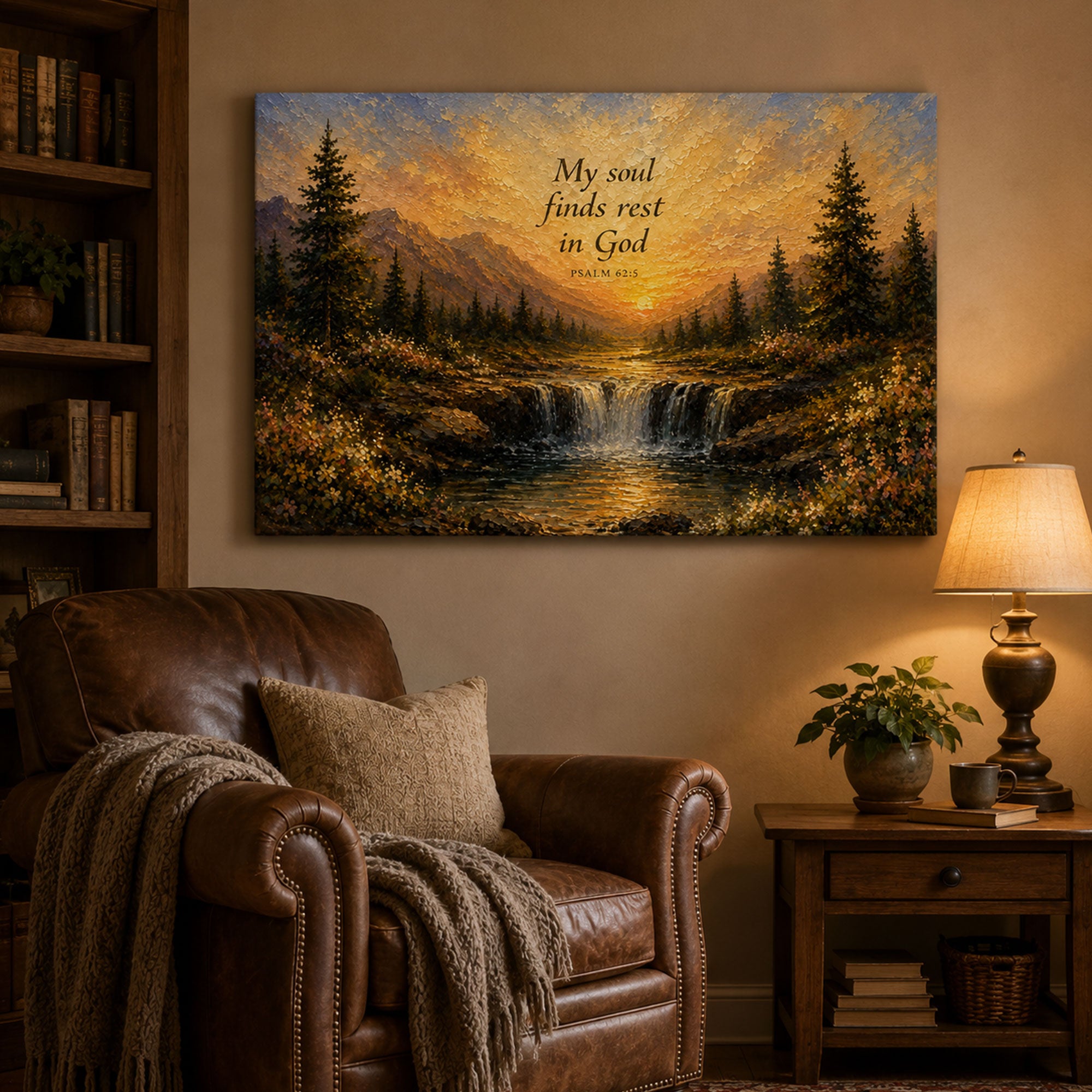 My Soul Finds Rest in God Canvas Print, Psalm 62:5 Christian Wall Art, Faith Home Decor
