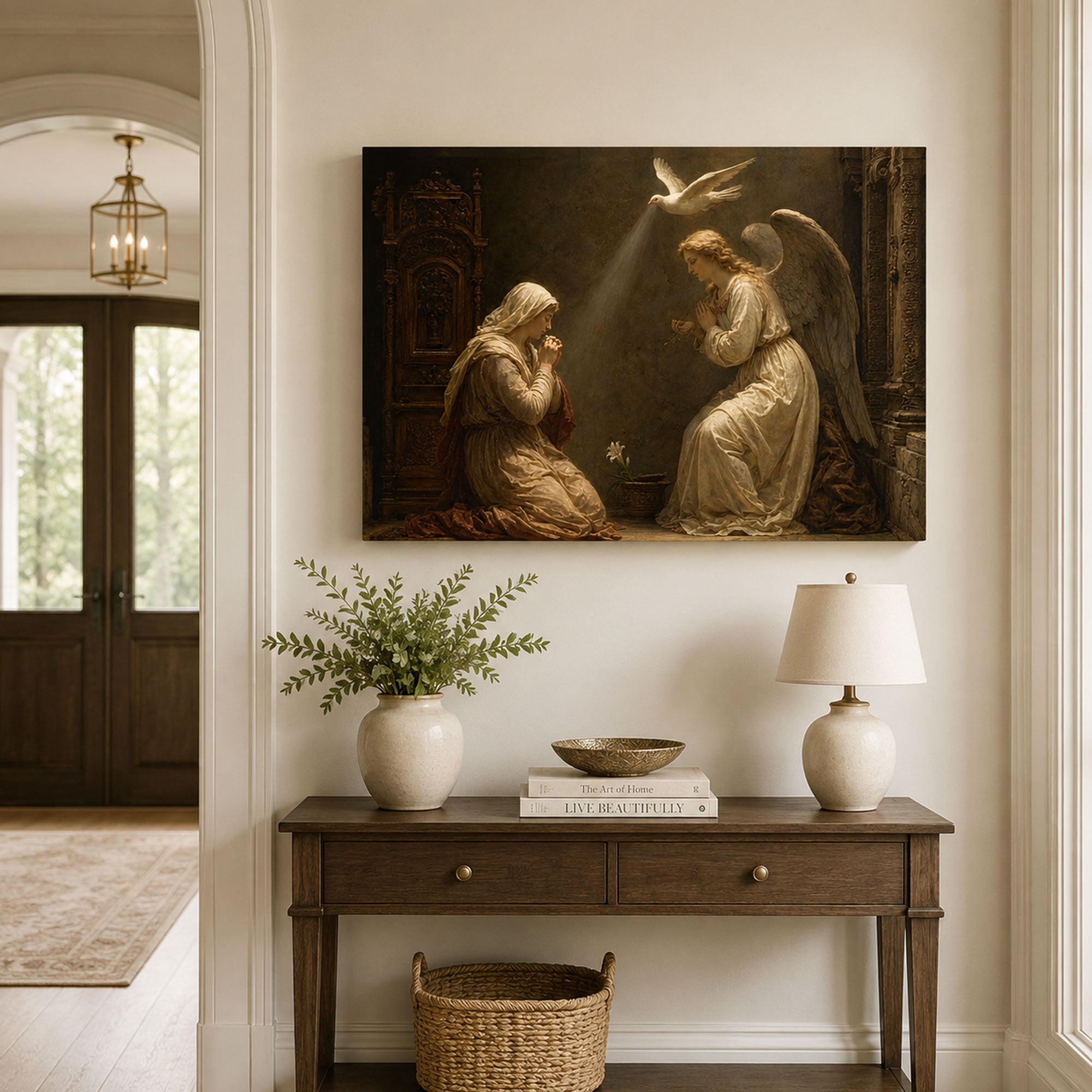 The Annunciation Canvas Print, Virgin Mary and Archangel Gabriel Catholic Art