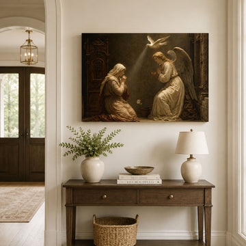 The Annunciation Canvas Print, Virgin Mary and Archangel Gabriel Catholic Art