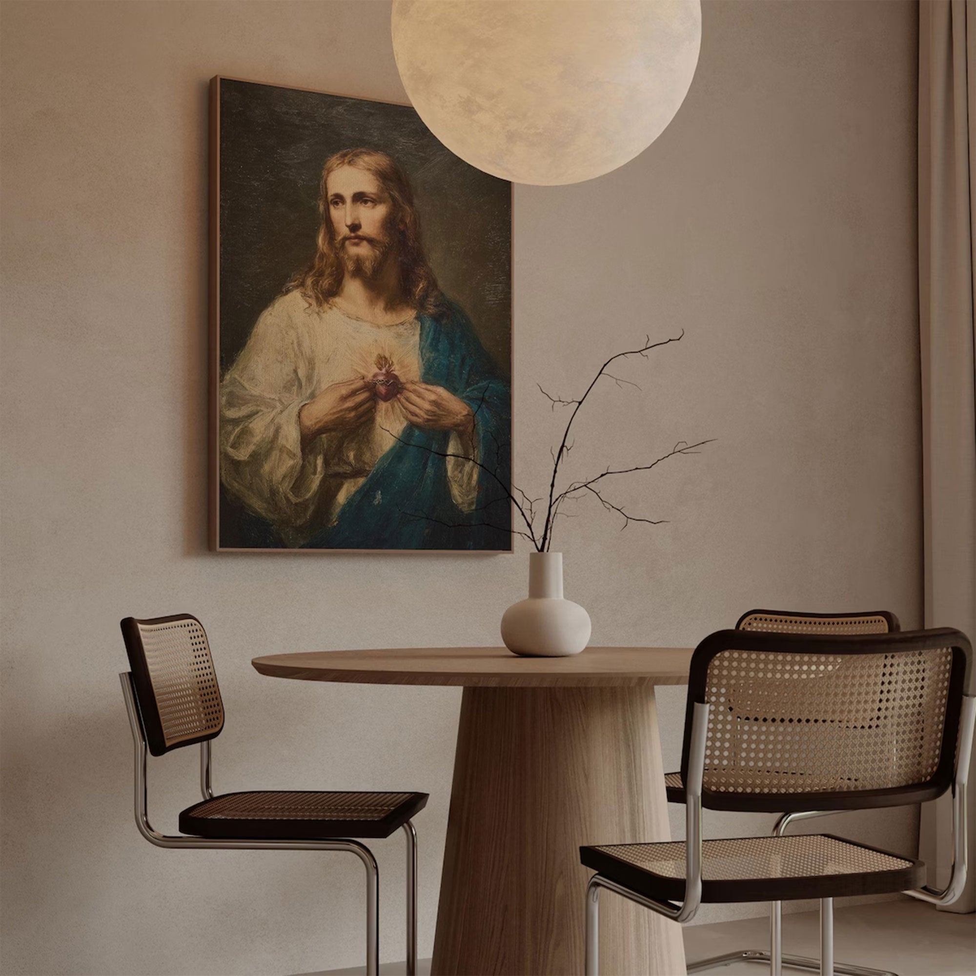 Sacred Heart of Jesus Canvas Wall Art, Catholic Religious Decor, Christian Faith Home Gift
