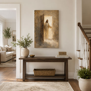 Jesus at the Open Door Canvas Print, Radiant Christian Faith Decor