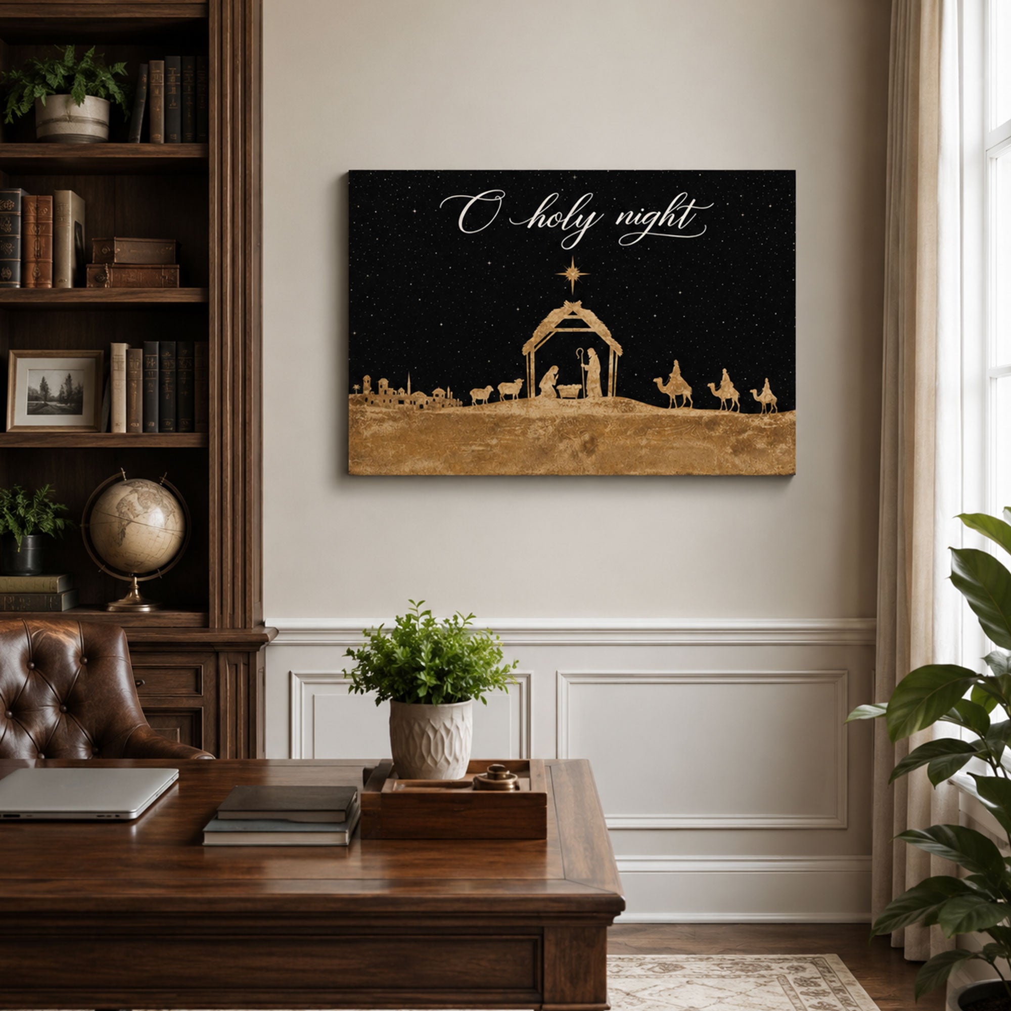 O Holy Night Nativity Canvas Print, Christian Home Decor