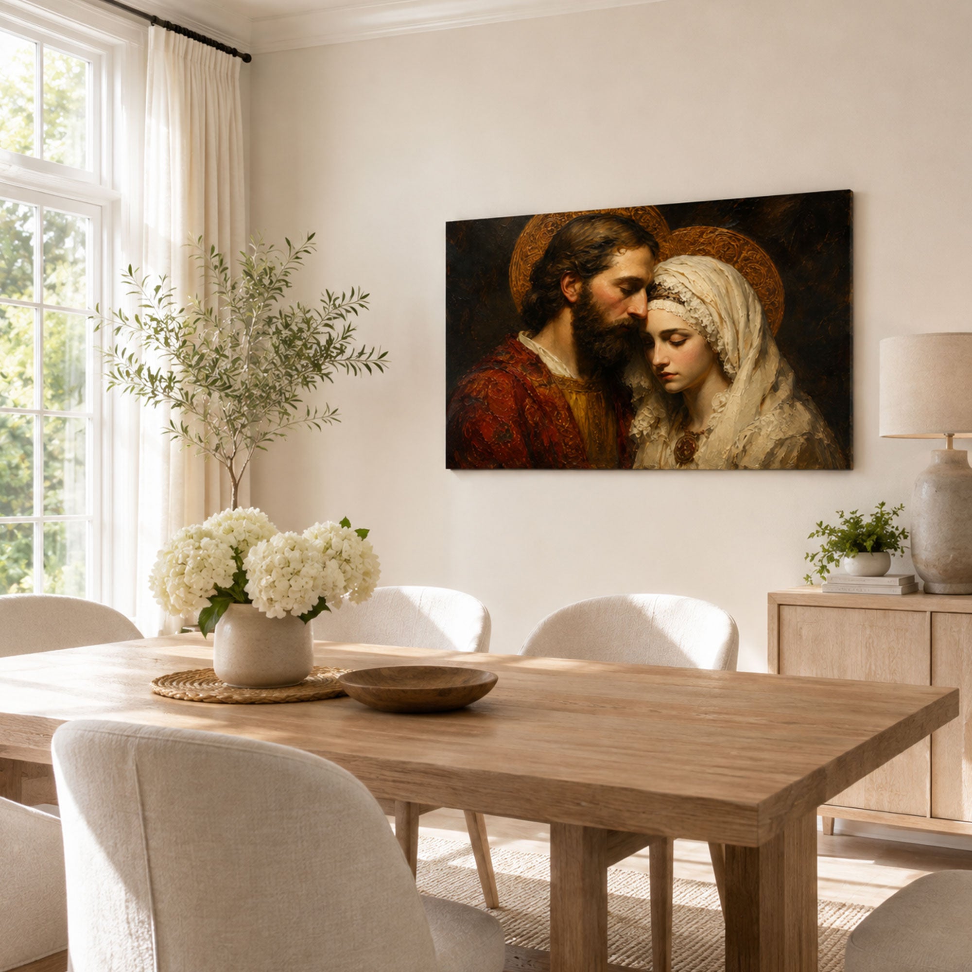 Saint Joseph and Virgin Mary Canvas Print, Holy Couple Catholic Wall Decor, Christian Faith Gift