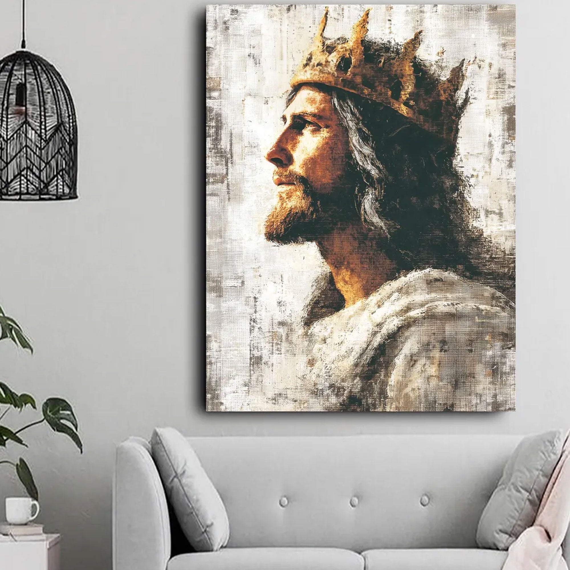 Crowned Jesus Christ Canvas Print, Christ the King Religious Wall Art, Catholic Christian Faith Decor