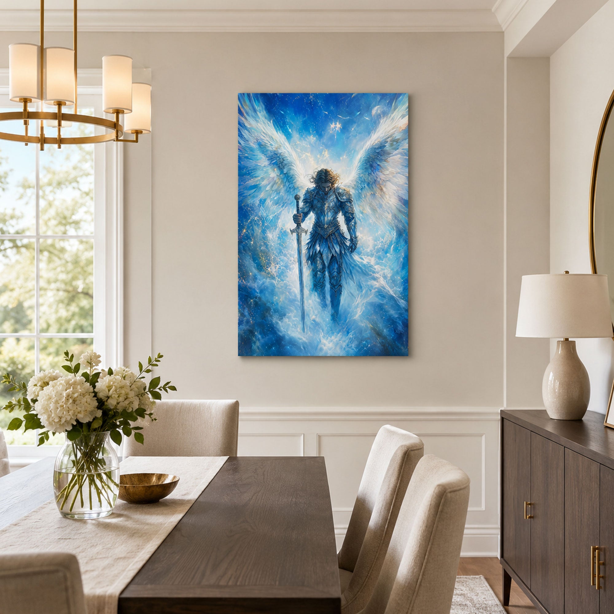 Saint Michael the Archangel Canvas Print, Heavenly Warrior Catholic Wall Decor, Protection Faith Gift