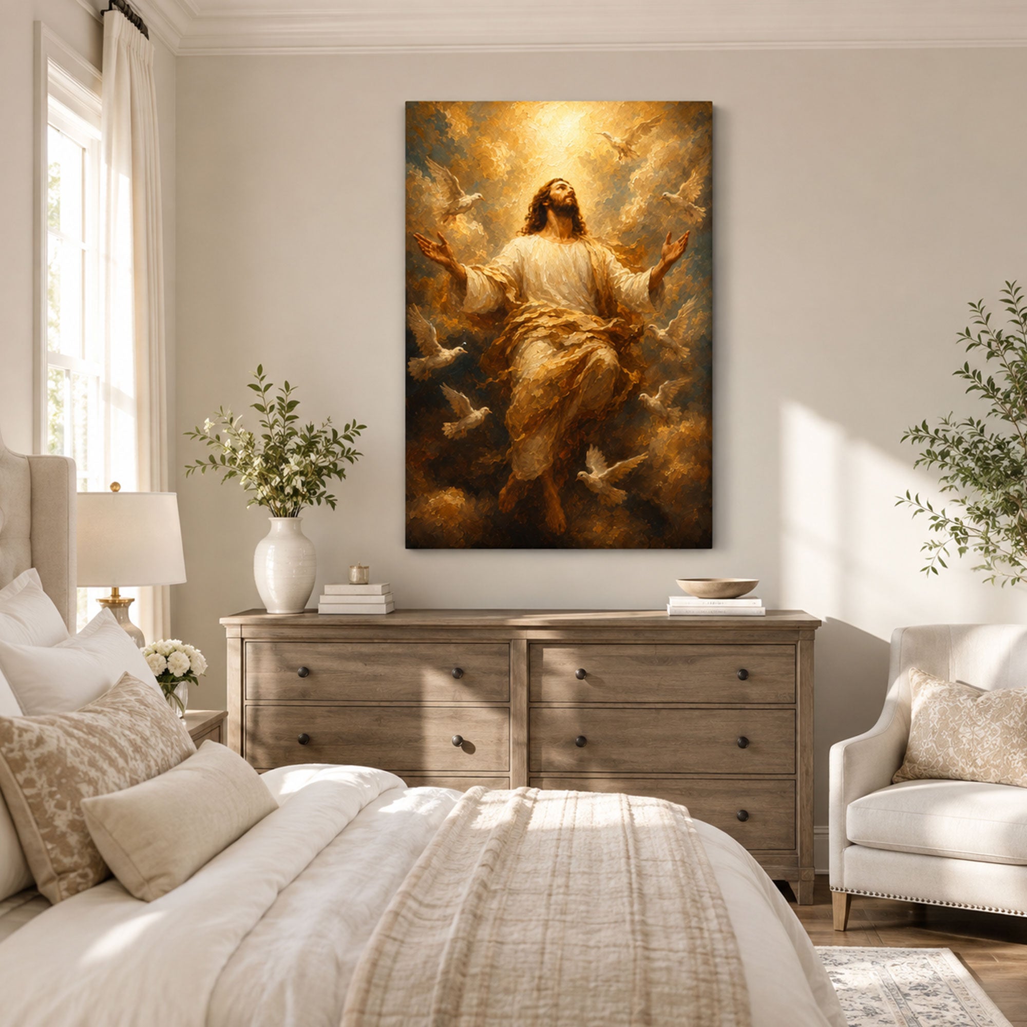 Ascension of Jesus Christ Canvas Print, Risen Lord in Heavenly Glory, Christian Wall Decor, Faith Gift