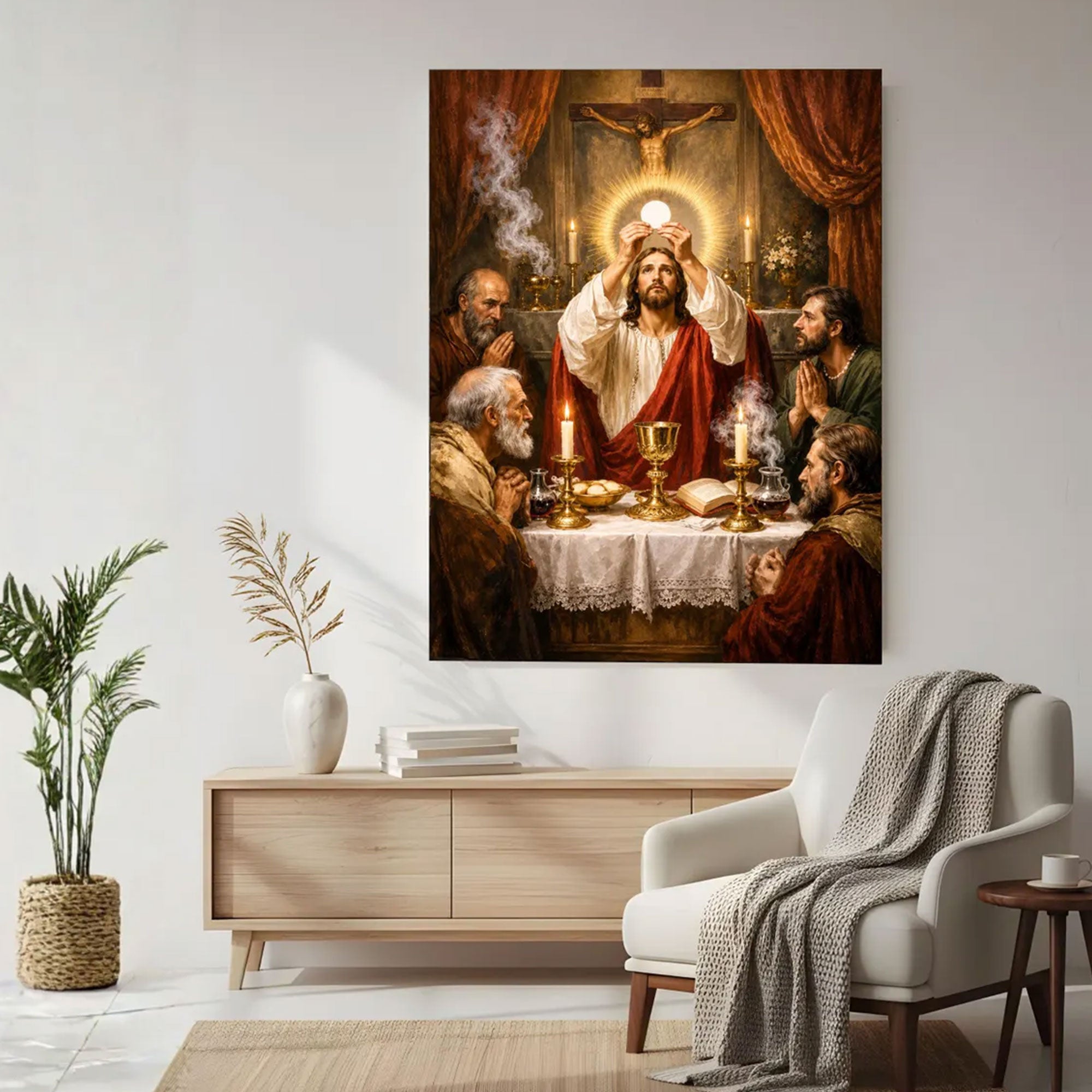 Jesus Holy Eucharist Canvas Print, Christian Wall Art, Catholic Religious Faith Home Decor