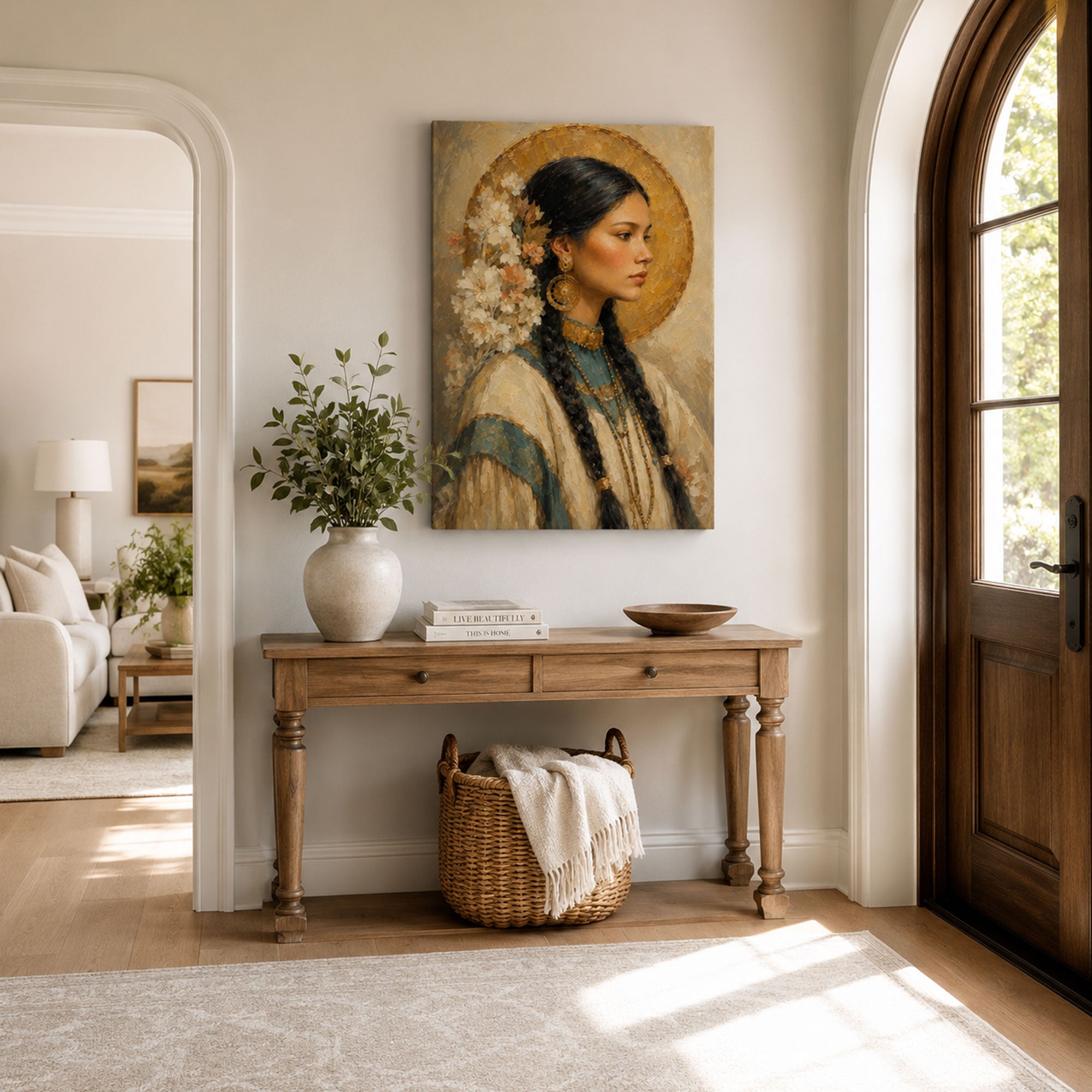 Lily of the Mohawks Canvas Print, Saint Kateri Catholic Home Decor Gift