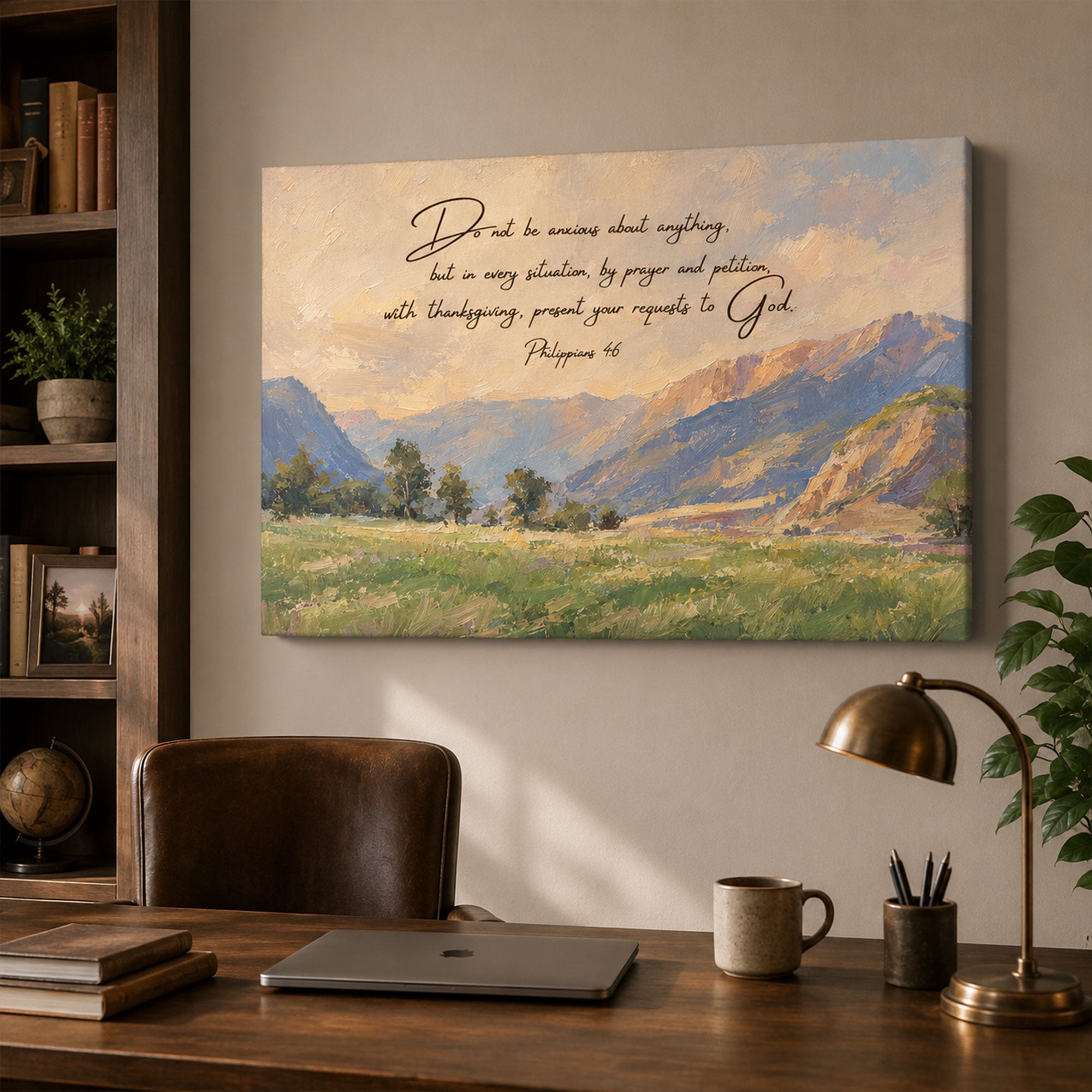 Do Not Be Anxious Philippians 4:6 Canvas Print, Christian Scripture Wall Art, Peaceful Faith Home Decor