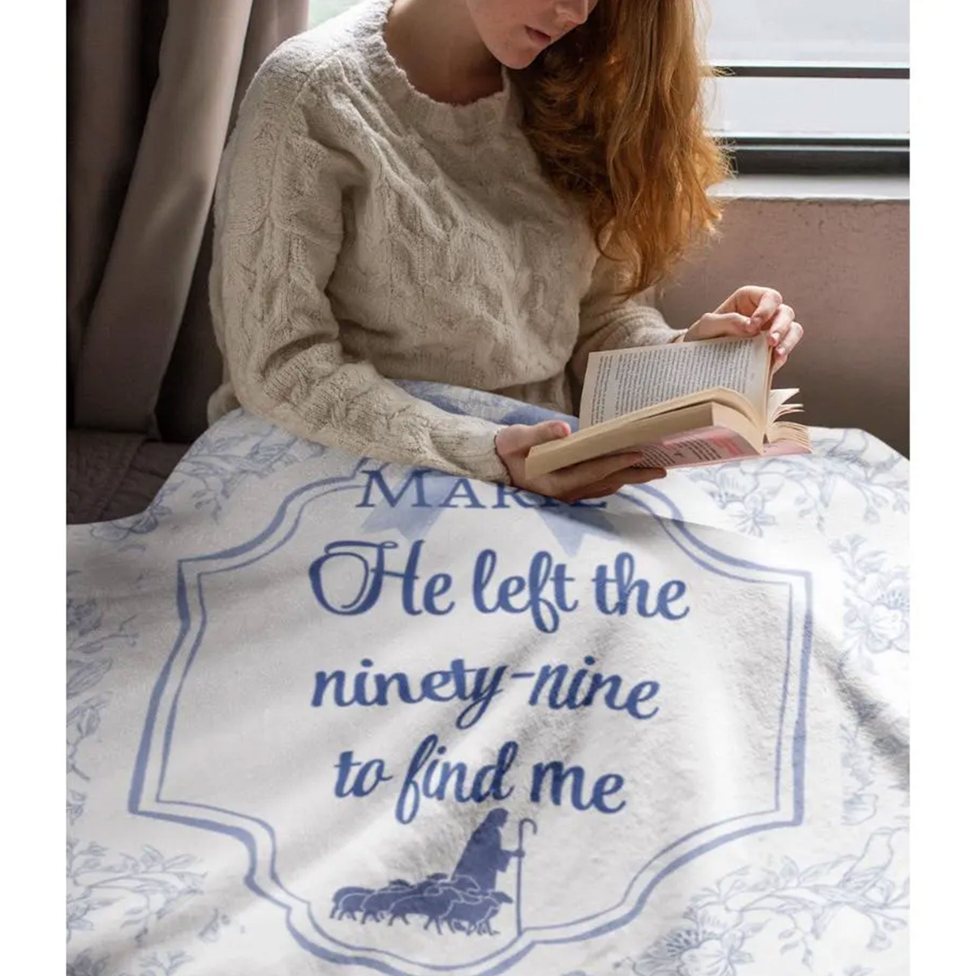 Custom Name Christian Blanket for Girl, He Left The 99 Throw, Bible Verse Fleece Blanket, Inspirational Faith Gift for Daughter, Teen Girl Gift