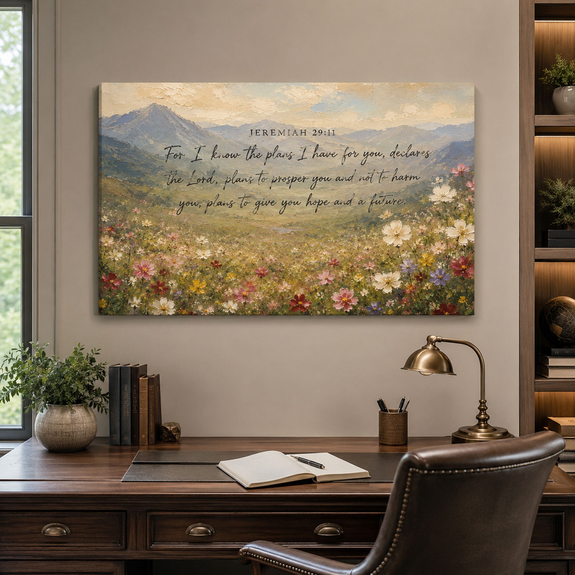Jeremiah 29:11 Canvas Print, For I Know the Plans Christian Scripture Wall Art, Hope and Future Home Decor