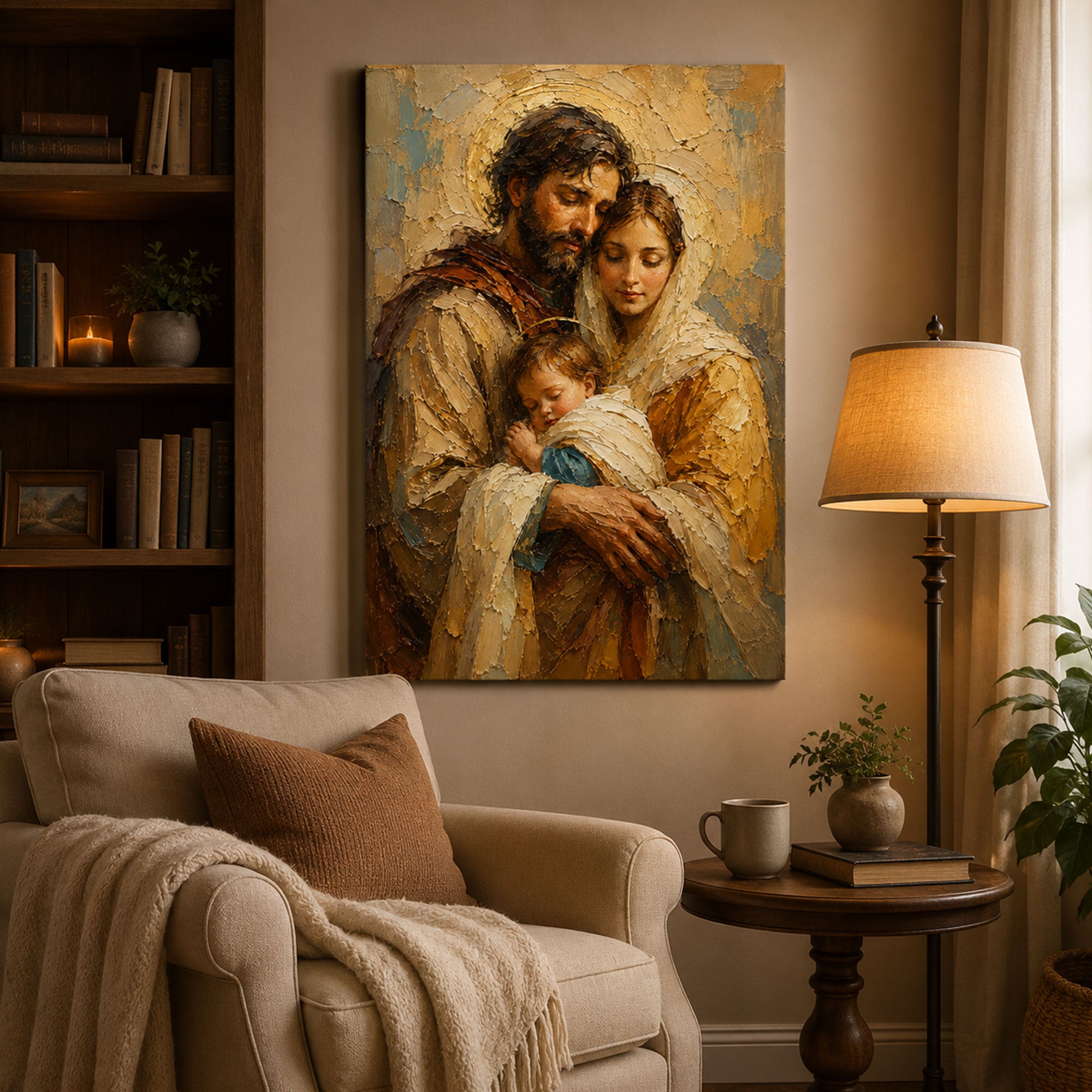 Holy Family Canvas Print, Jesus Mary and Joseph Catholic Wall Art, Christian Home Decor, Sacred Family Gift