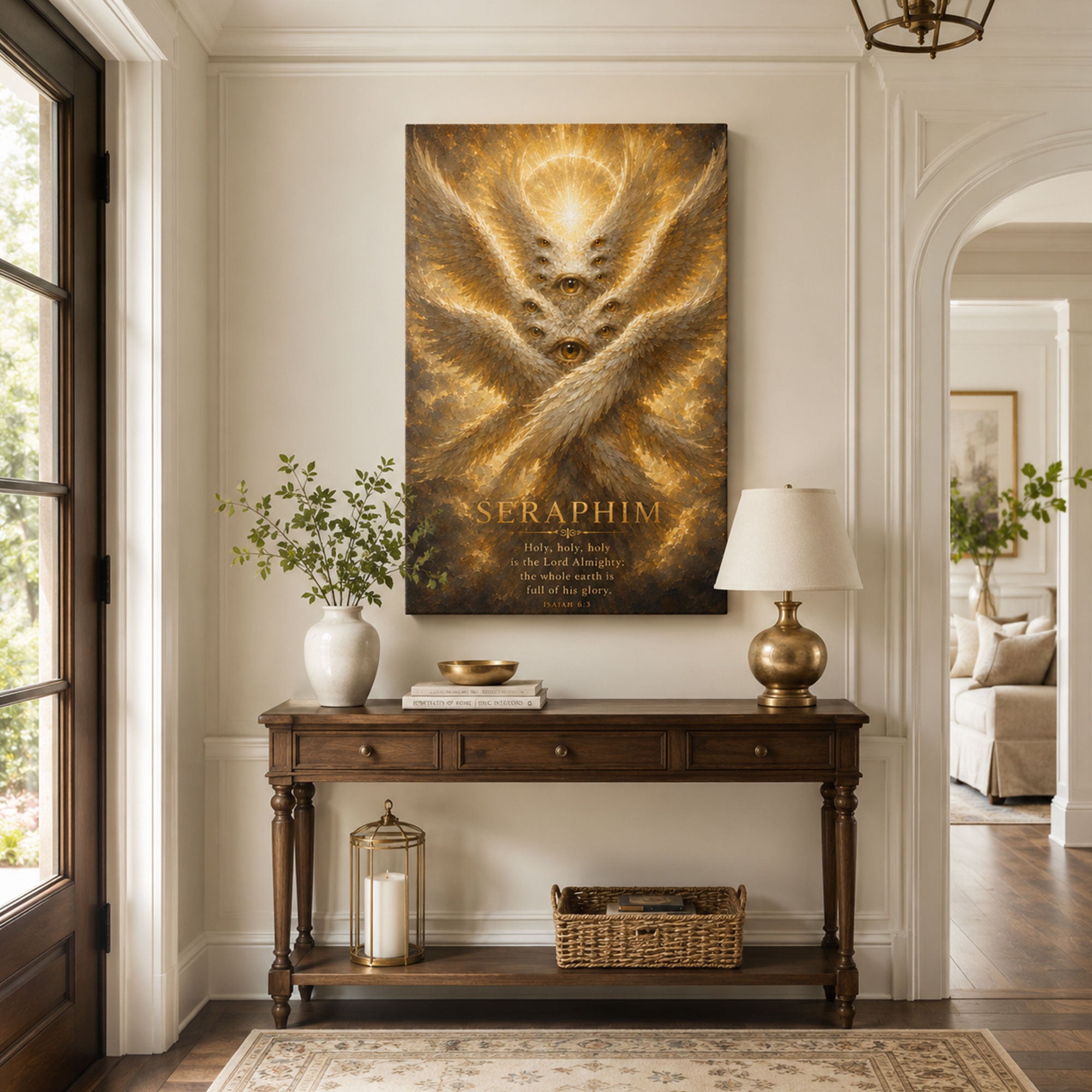 Biblical Seraphim Angel Canvas Print, Isaiah 6:3 Christian Decor